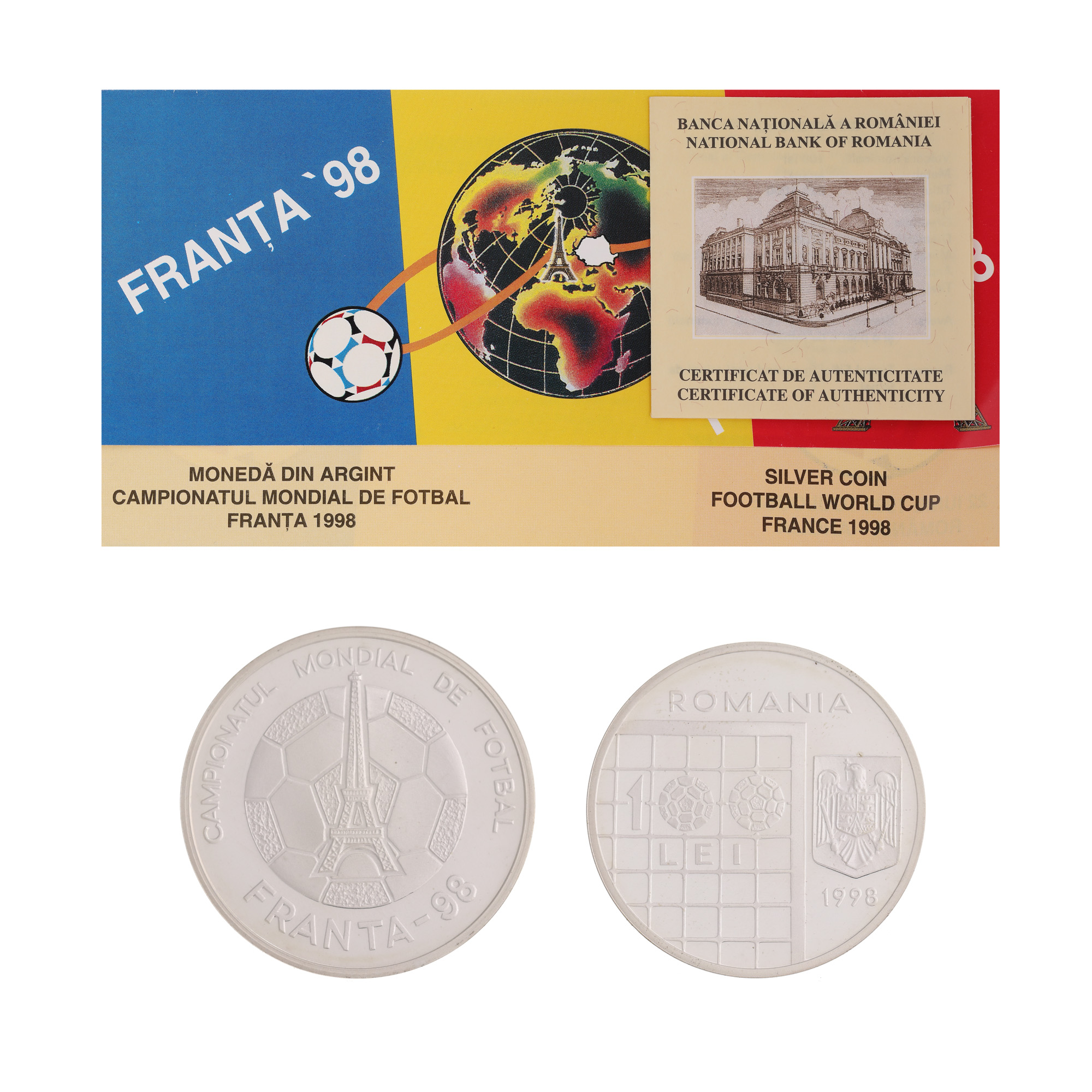 Moneda comemorativă BNR - Campionatul Mondial de Fotbal din Franța, 1998