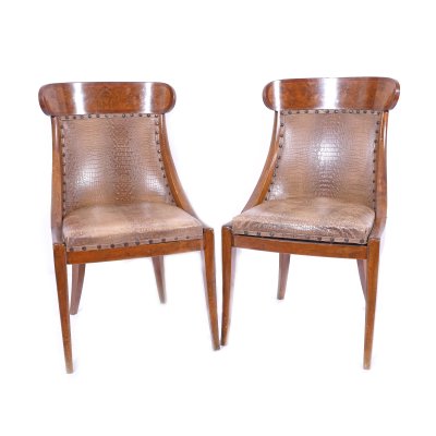 Pair of Gründerzeit-inspired chairs, design attributed to Paul Ludwig Troost, beginning of the 20th century, originating from Marina Dimitropoulos’ collection.