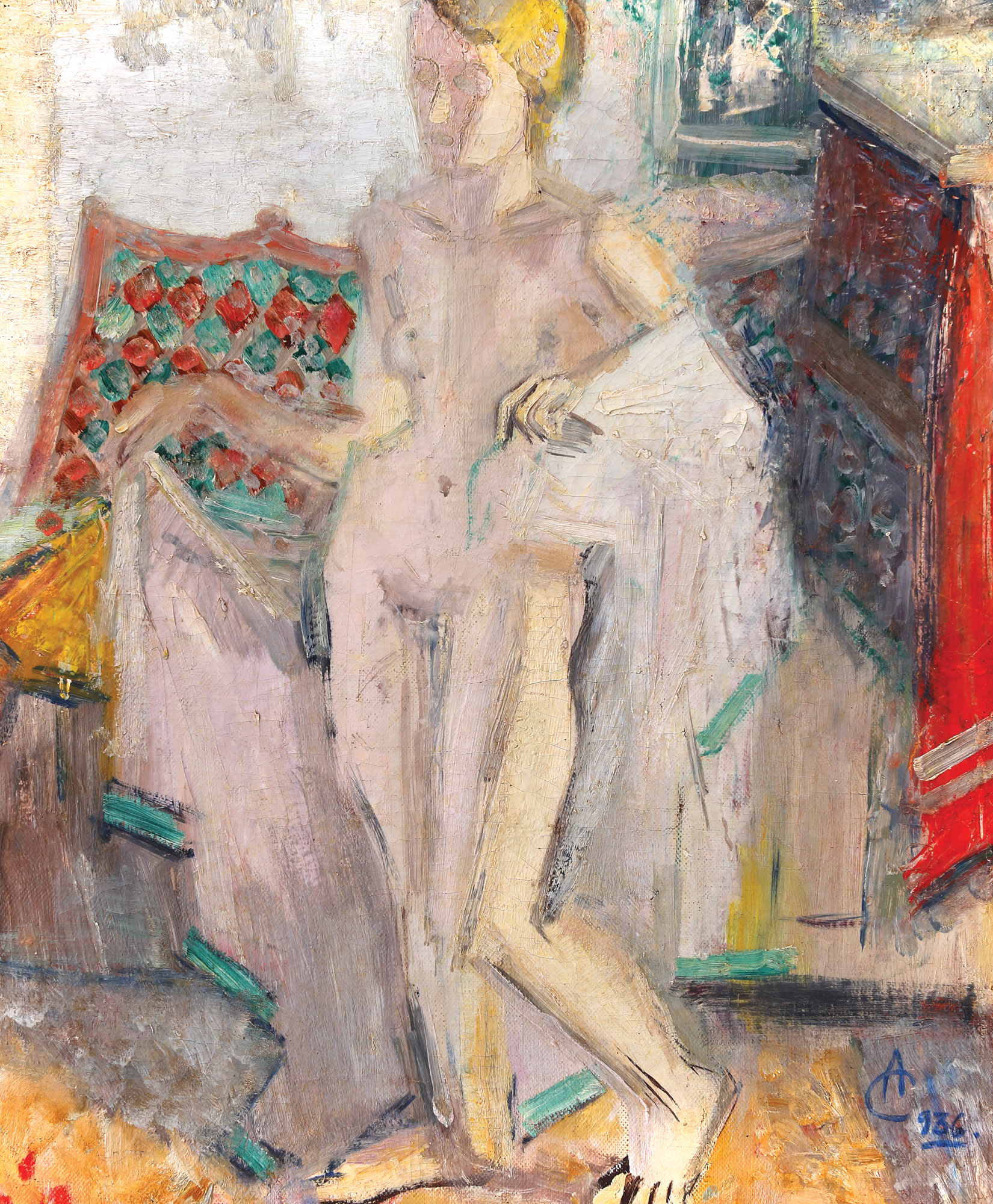 Nud cu șal alb