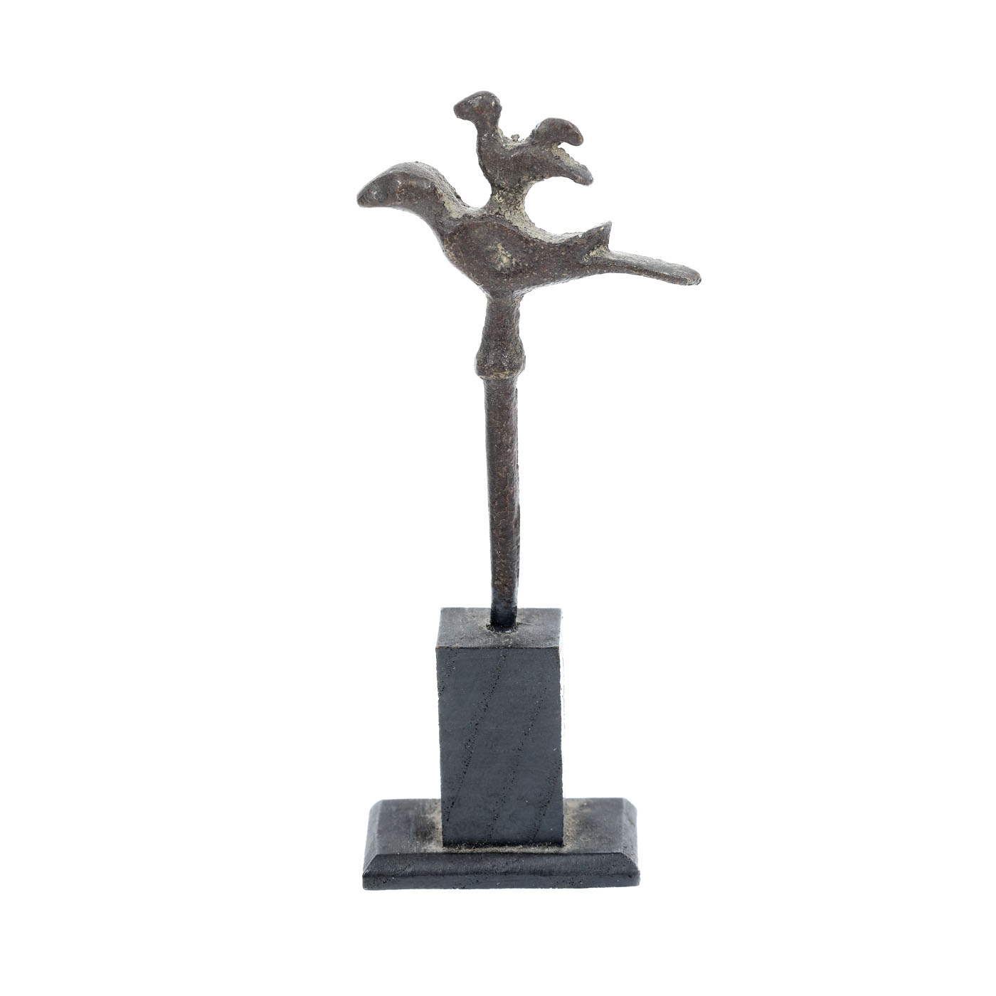 Interesting fibula made of bronze, illustrating a bird and its chick, possibly a hint at the holder's administrative or political statute, Luristan, Persia, second half of the 1st millenium BCE