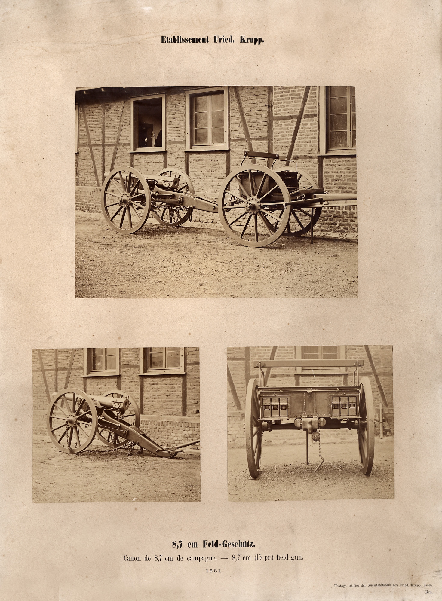 Fotografie ilustrând tunul ”Krupp” de 87 mm, model 1881, folosit de Armata Română în Primul Război Mondial