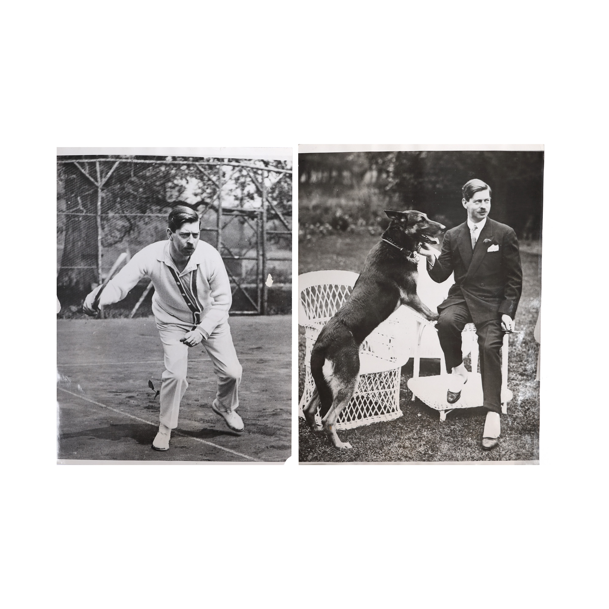 Lot format din două fotografii de presă ilustrându-l pe Regele Carol al II-lea în ipostaze inedite, 1928
