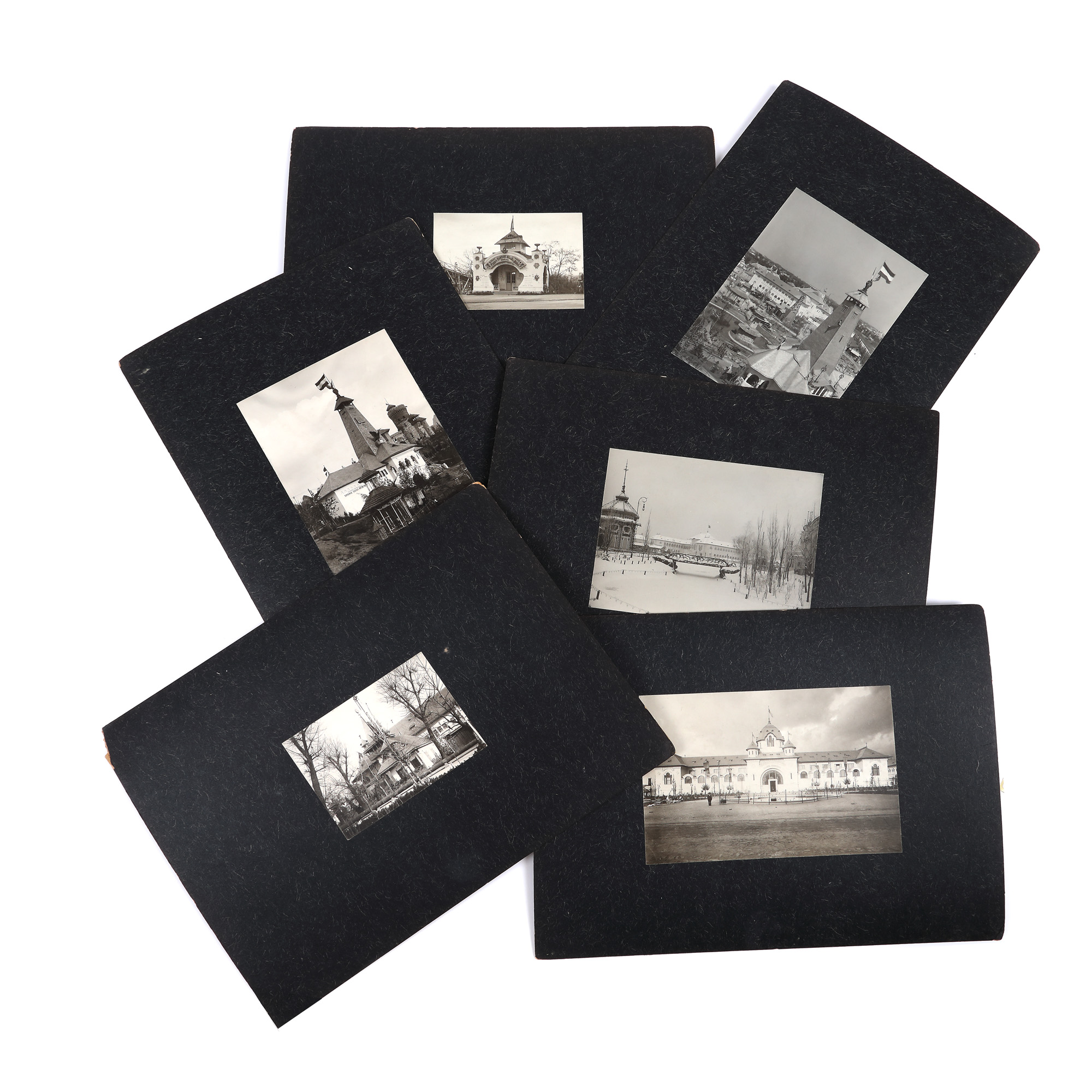 Lot format din șase fotografii ilustrând Expoziția jubiliară din Parcul Carol, 1906