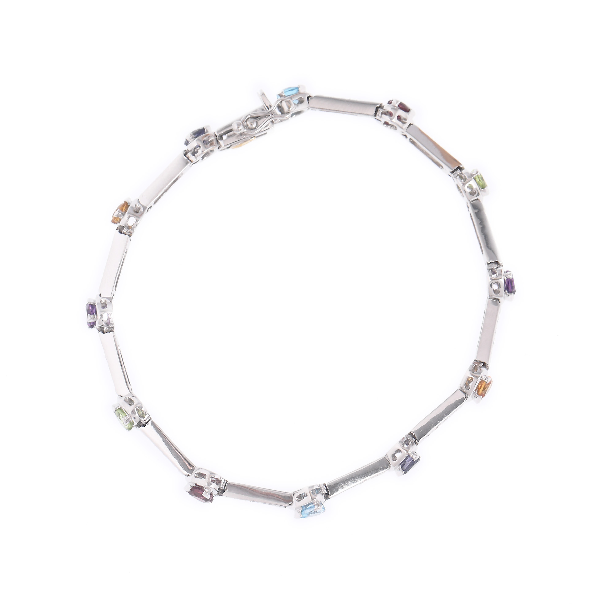 Brățară Recarlo din aur alb, decorată cu diamante și pietre prețioase multicolore