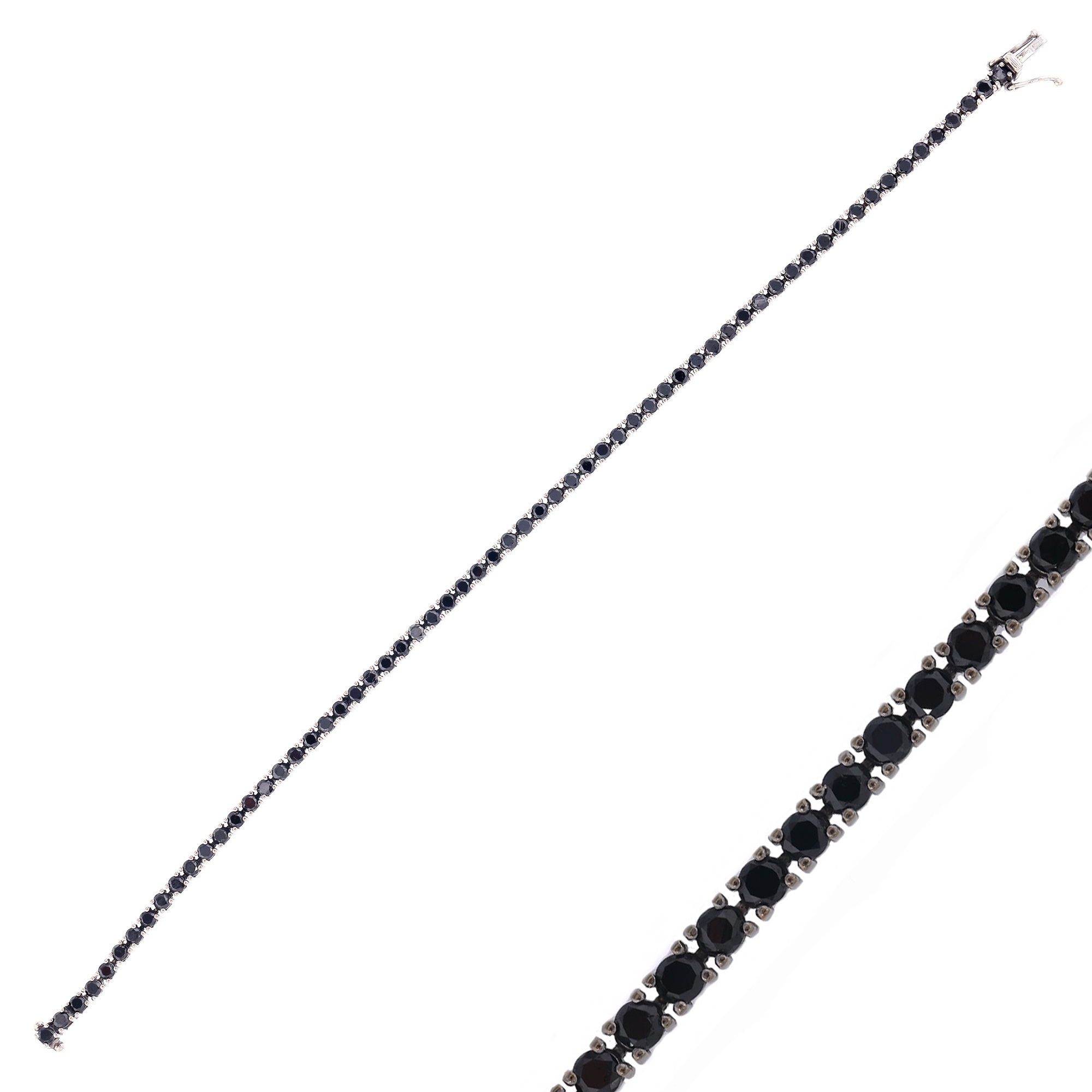 Tennis bracelet, white gold, decorated with black diamonds
