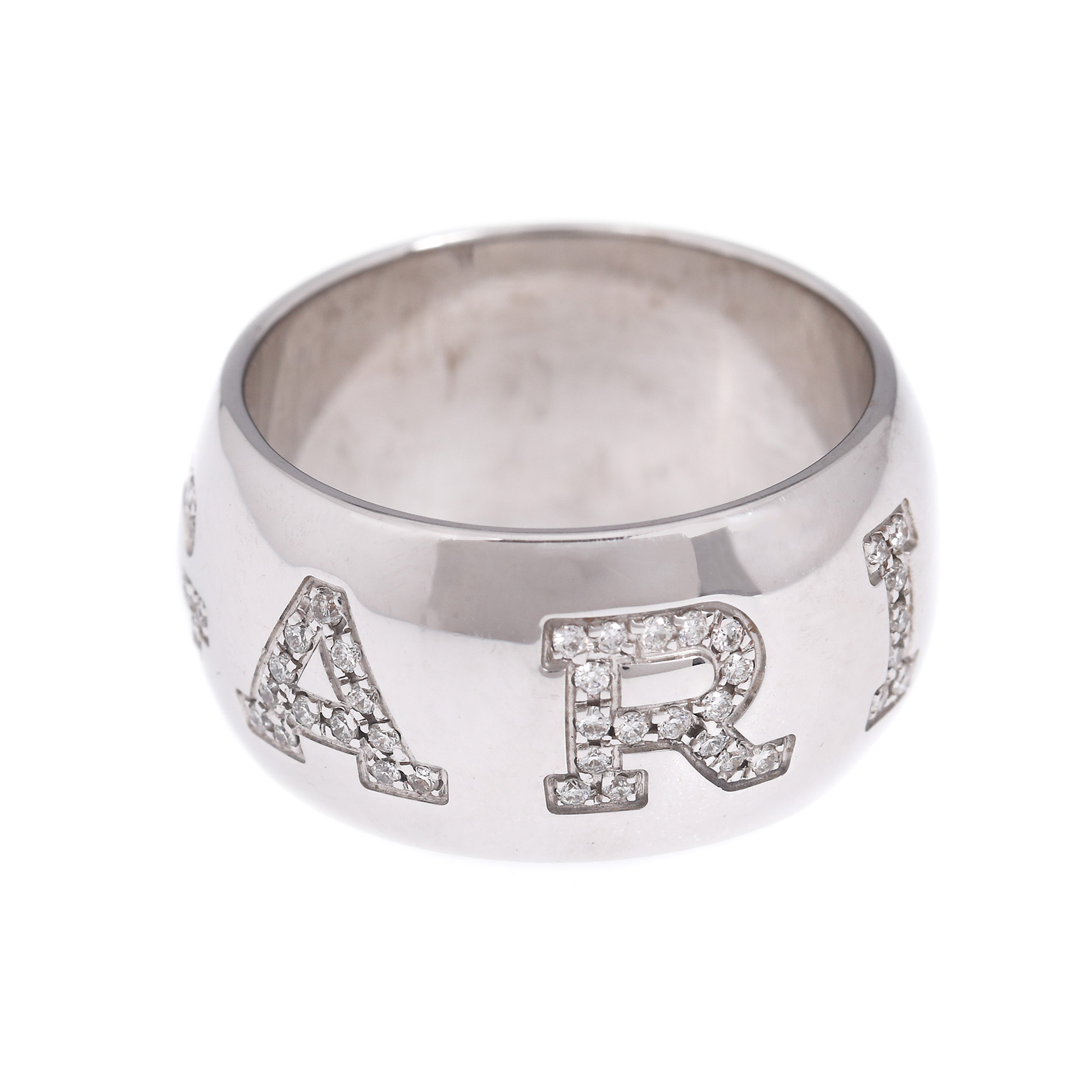 Inel Bvlgari Monologo din aur alb, decorat cu diamante