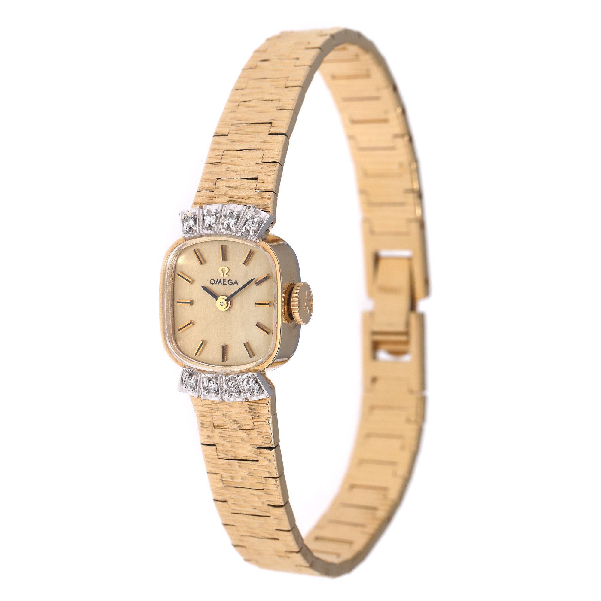 Omega vintage wristwatch, decorated with diamonds, women
