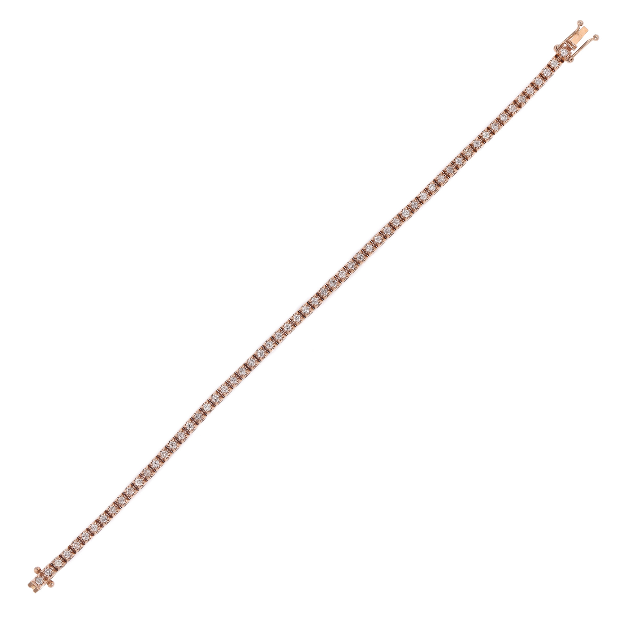 Rose gold tennis bracelet, decorated with diamonds