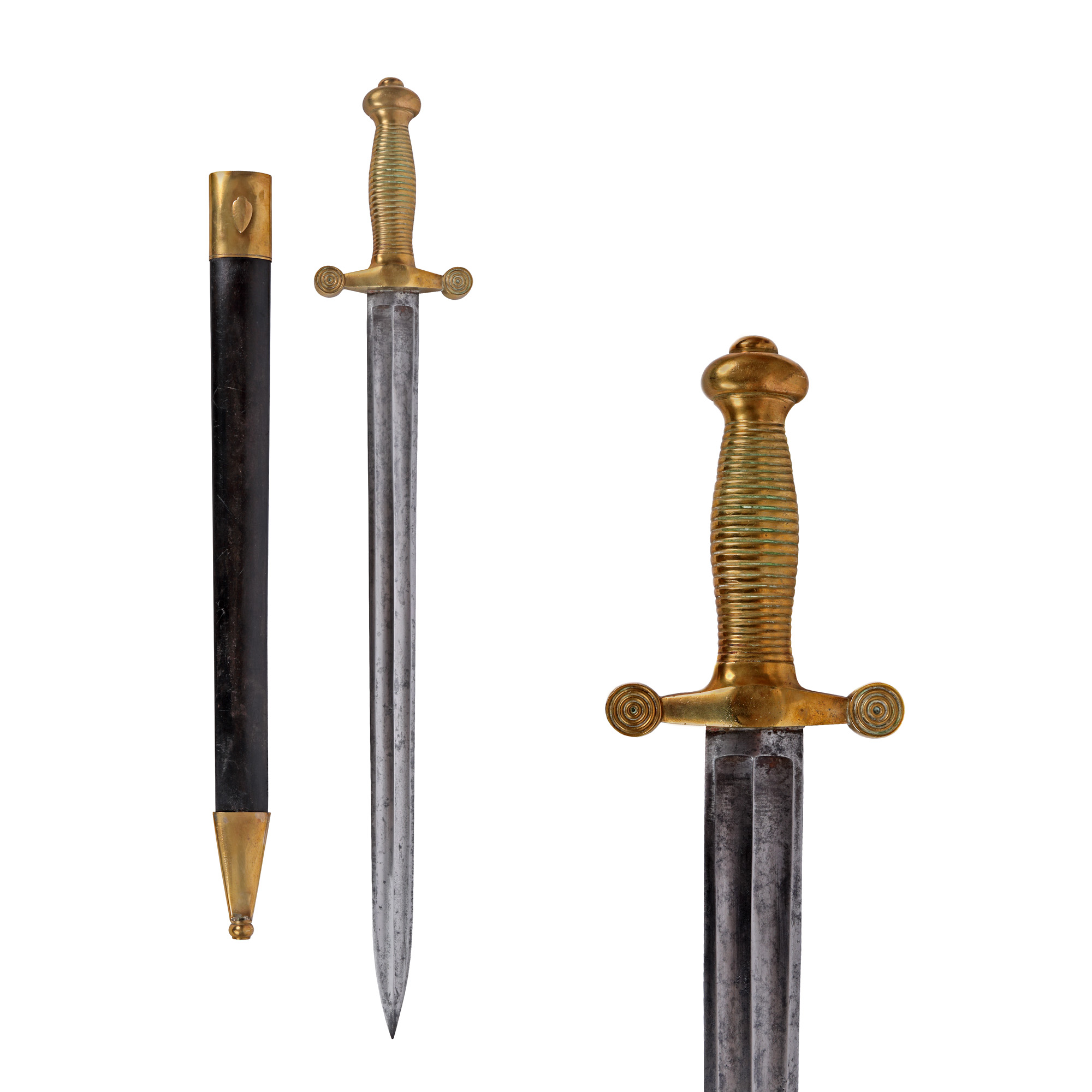 Artillery tesac (short sword), with sheath, model 1831, France, mid-19th century