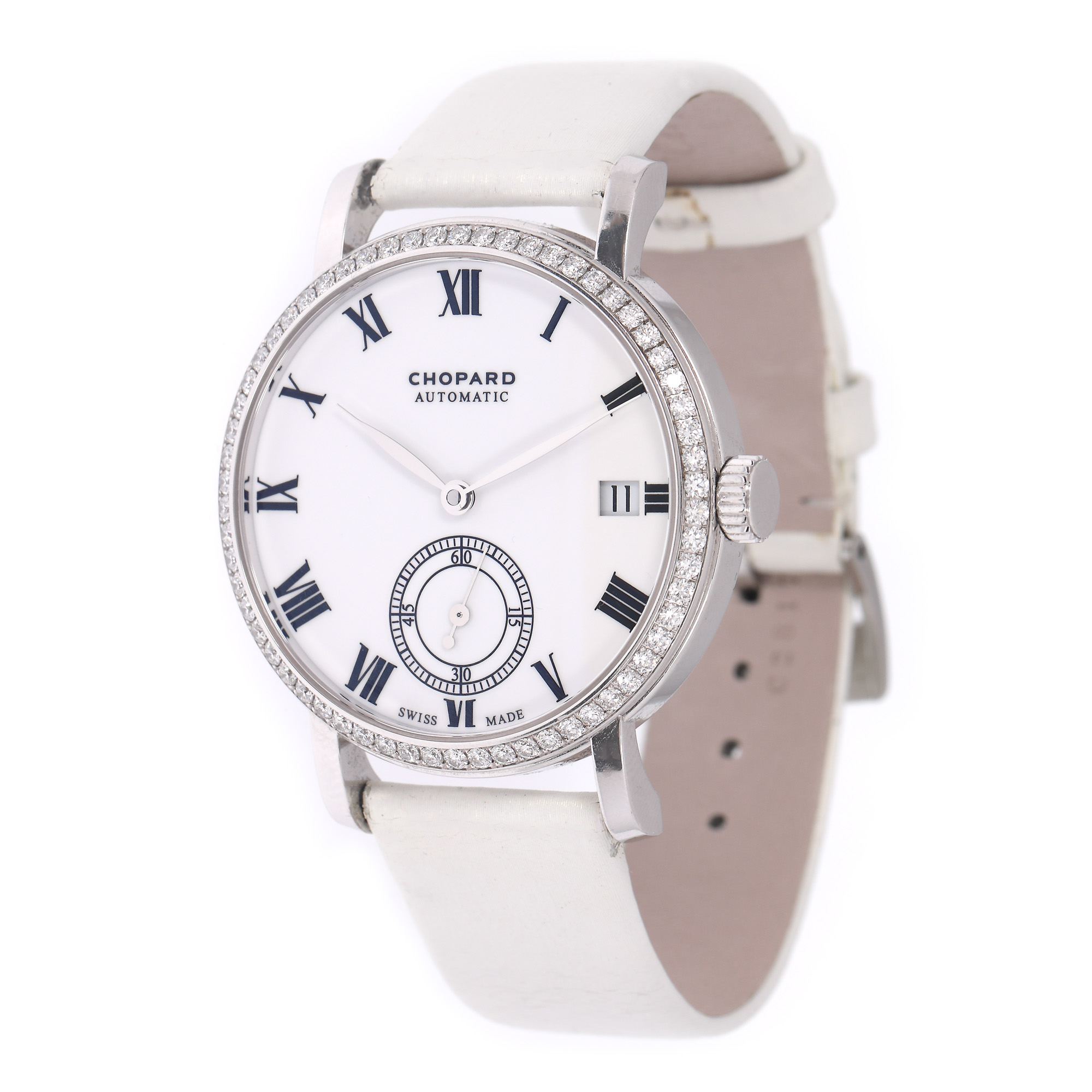 Chopard Classic Manufacture wristwatch, white gold, decorated with diamonds, women