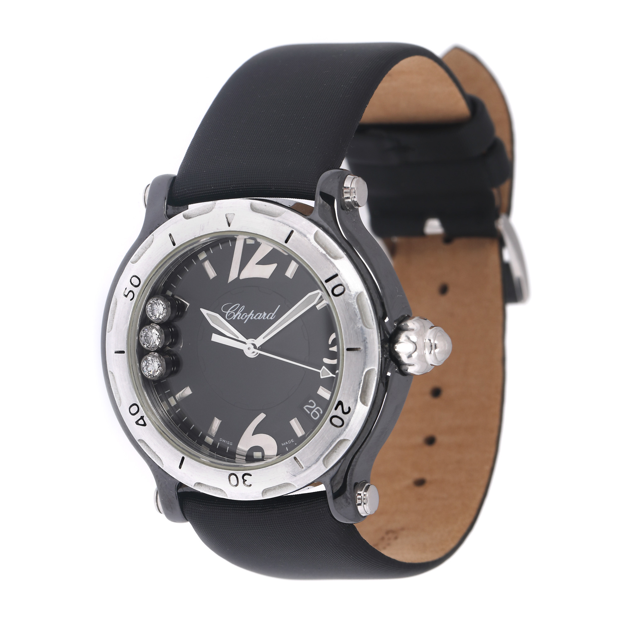 Ceas Chopard Happy Sport, cu trei diamante mobile, de mână, de damă