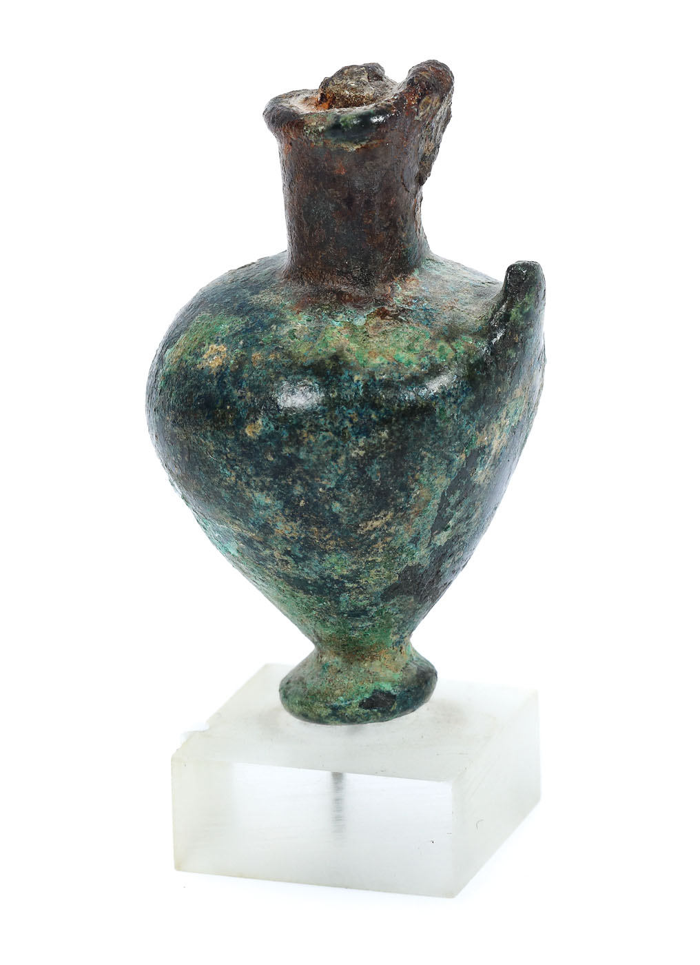 Bronze amulet illustrating a miniature oinochoe type vessel, the Roman period, the 3rd-1st century BCE