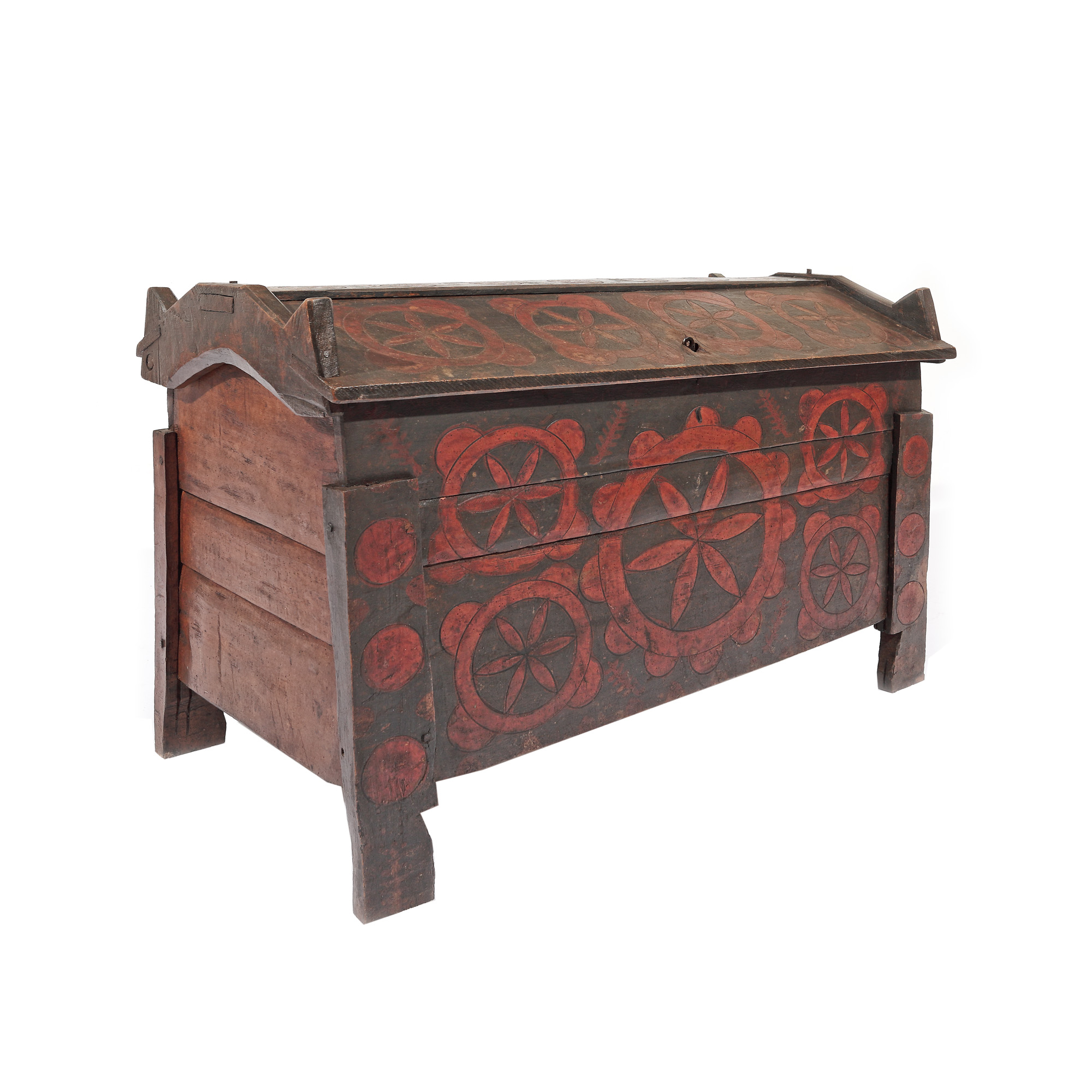 Dowry chest, decorated with solar motifs, second half of the 19th century