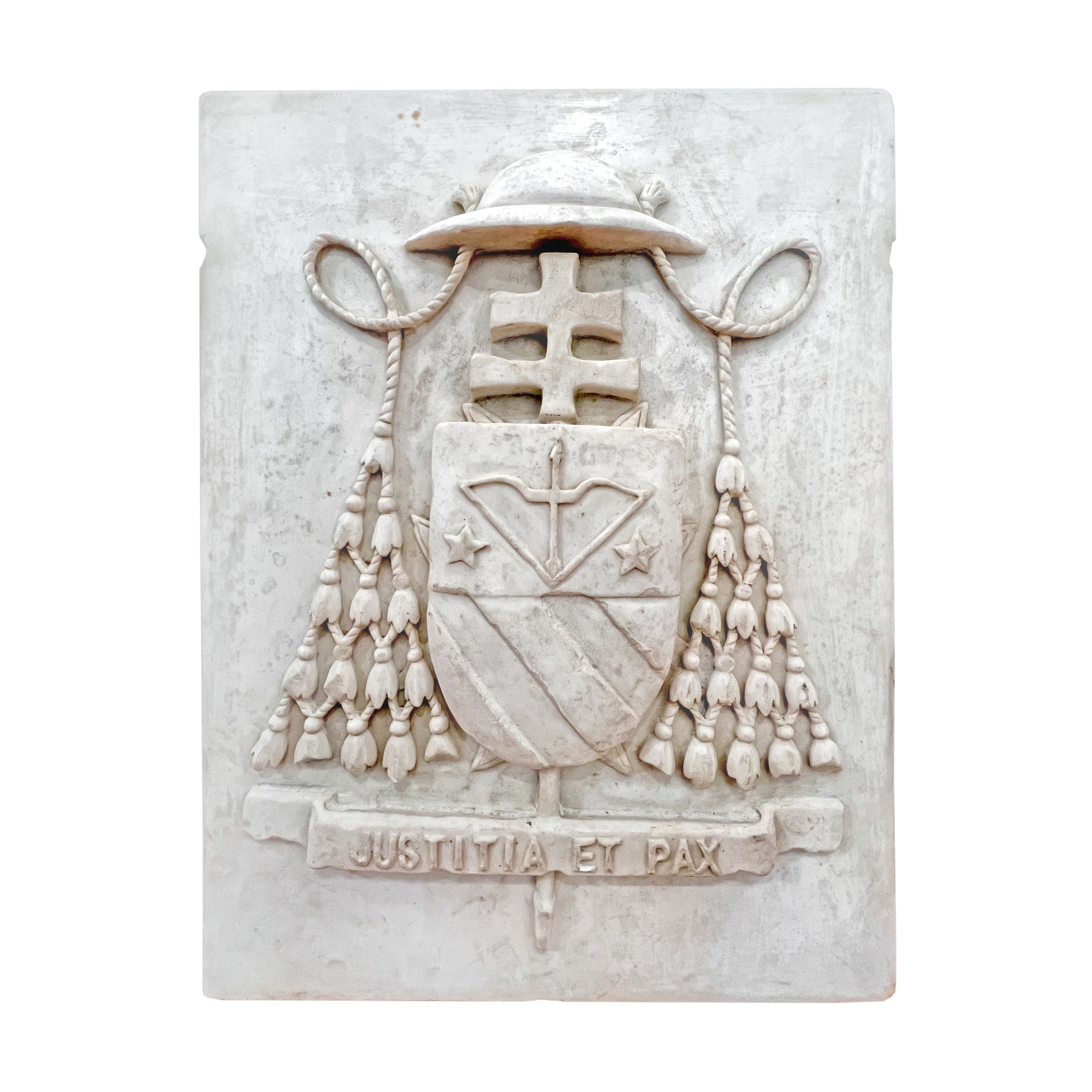 Impresionant blazon din marmură cu efigia cardinalului Andrea Cordero Lanza di Montezemolo, cca. 1950