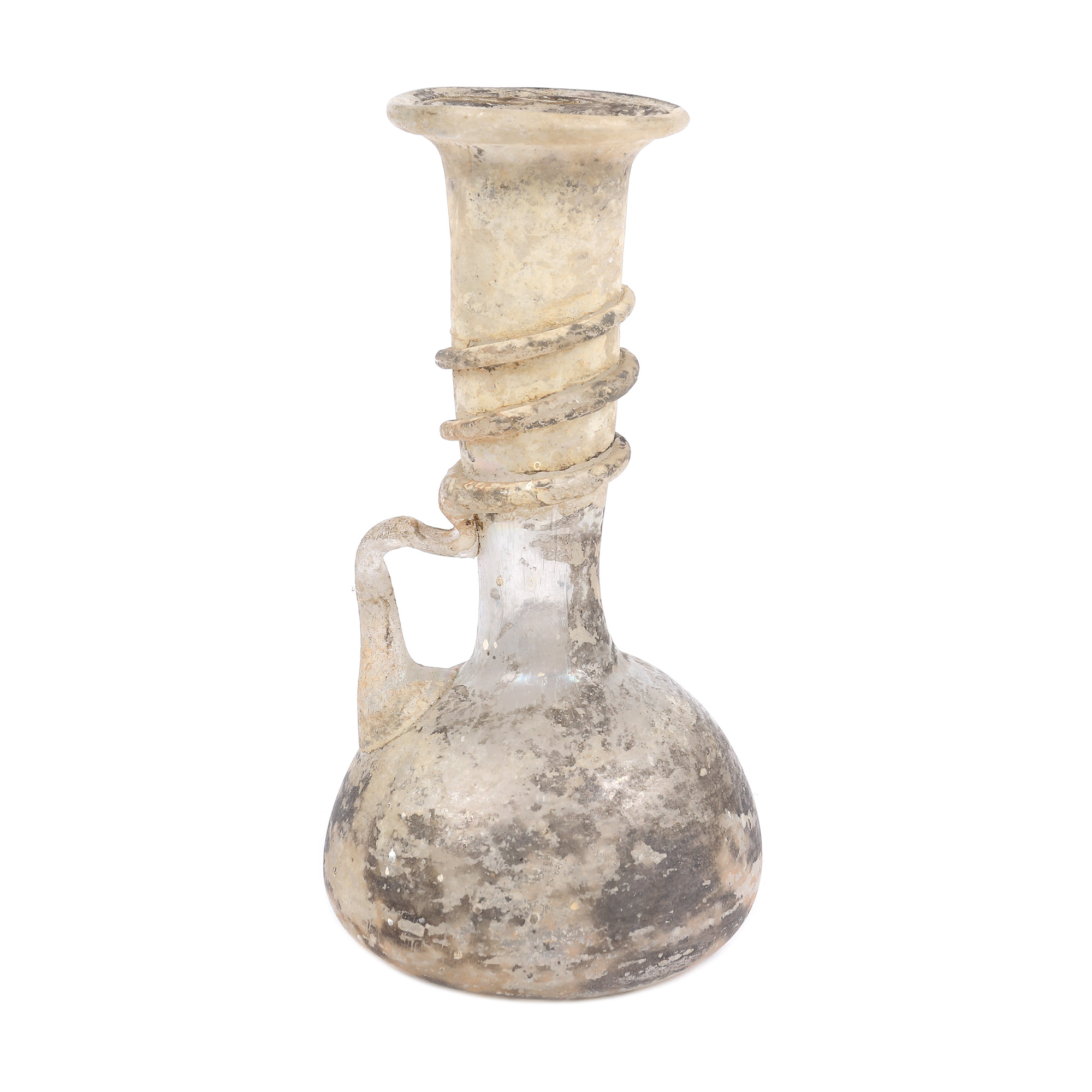 Glass ointment container, possibly Roman Syria, 3rd-4th century AD