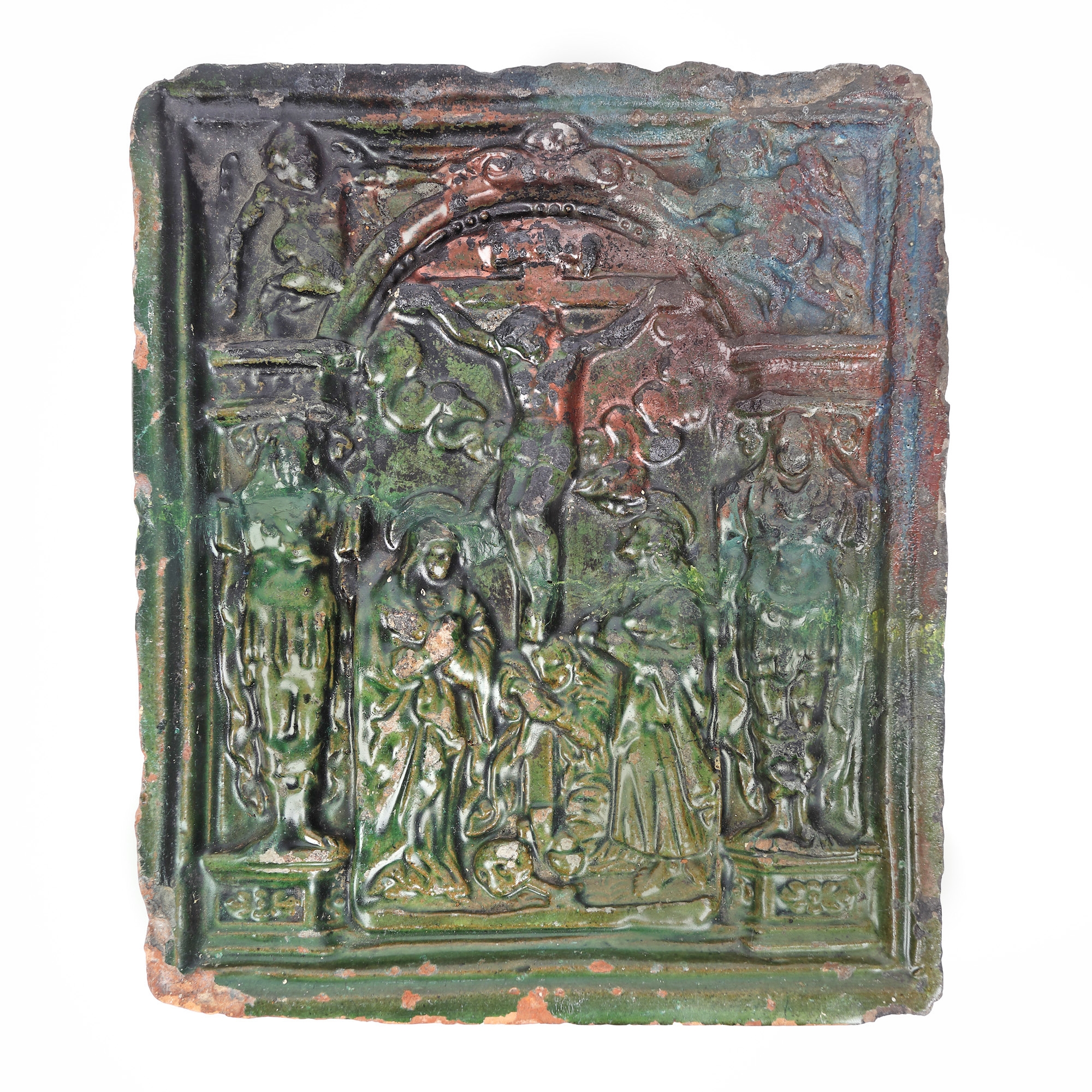 Terracotta wall tile, "Crucifixion of the Lord", Saschiz, mid 19th century