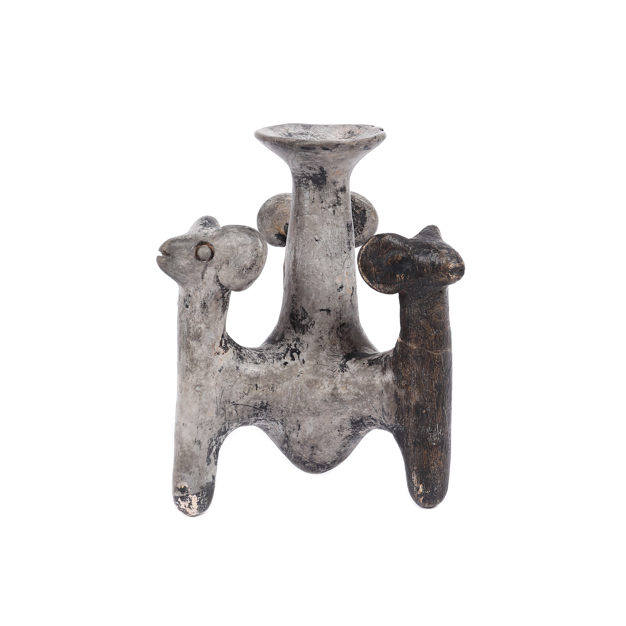 Persian perfume container or dripstone, decorated with ram heads