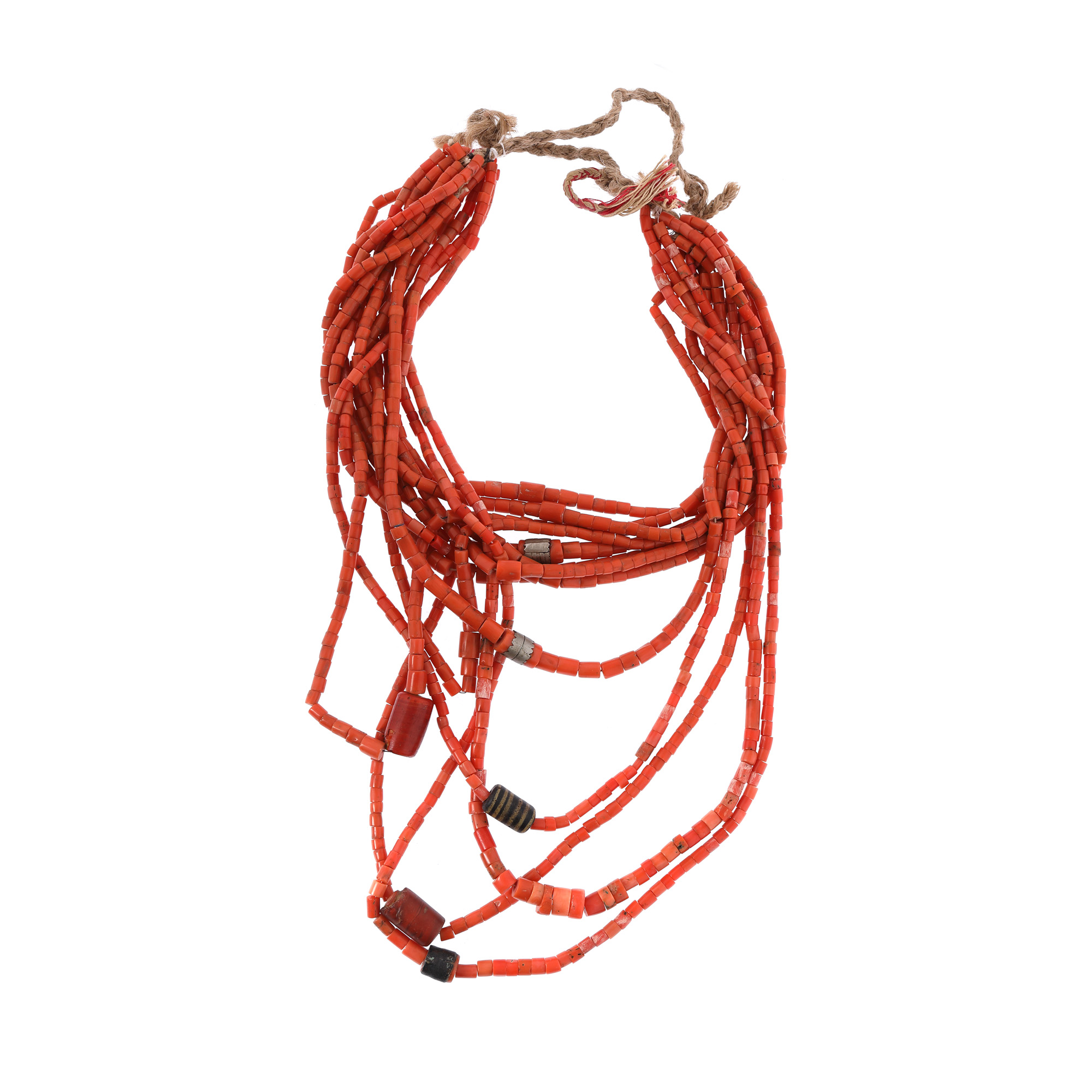 Coral neck ornament, "expensive collar", old coral from the Mediterranean and cornelian beads, North Bucovina, end of the 19th century