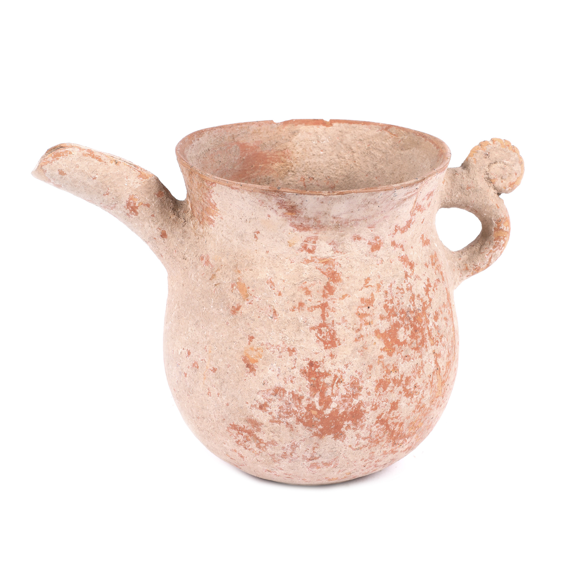 Roman bowl for pouring, with tentacle-shaped handle