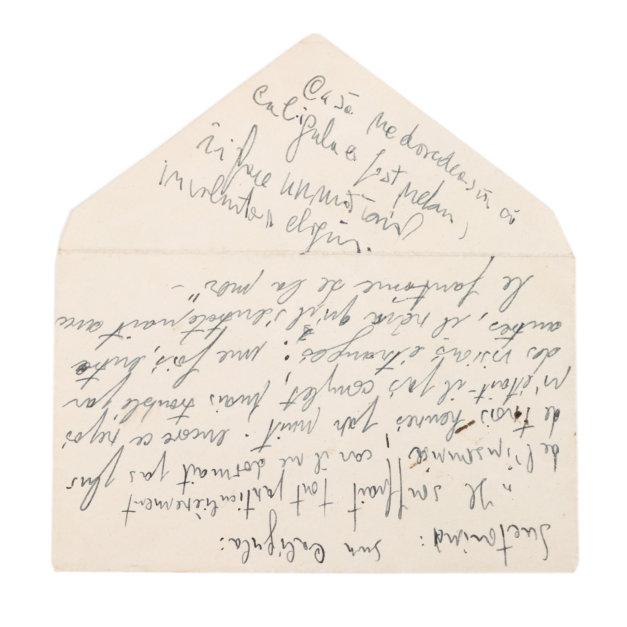 Musing by Emil Cioran inspired by a quote from the Roman historian Suetonius, written on a correspondence envelope