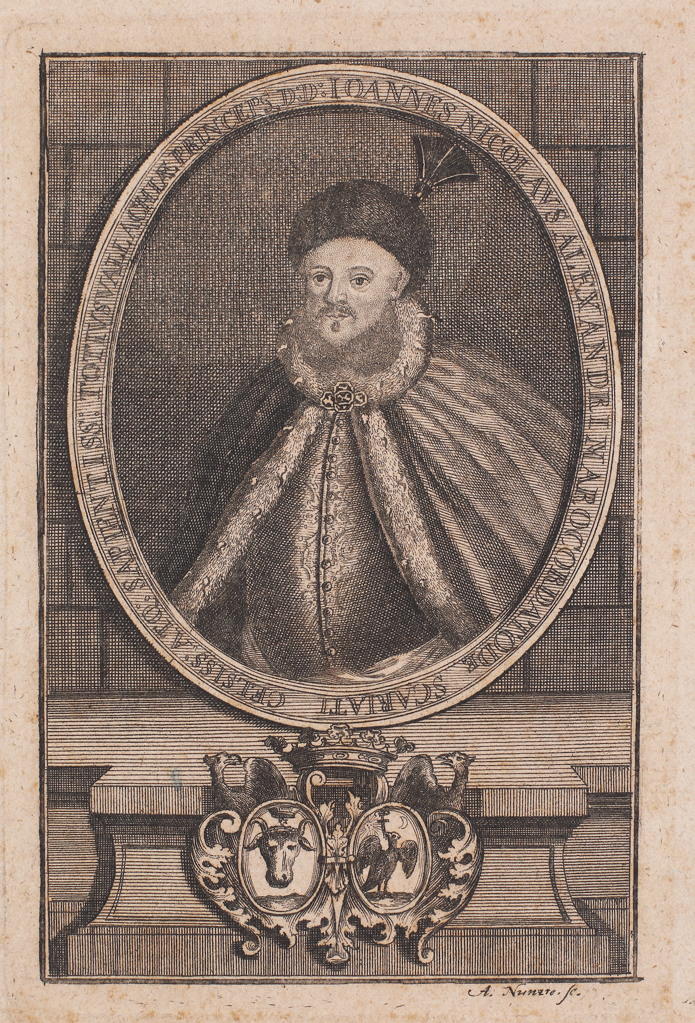 "Nicolae Mavrocordat" engraving, by Andreas Nunzer, the first half of the 18th century