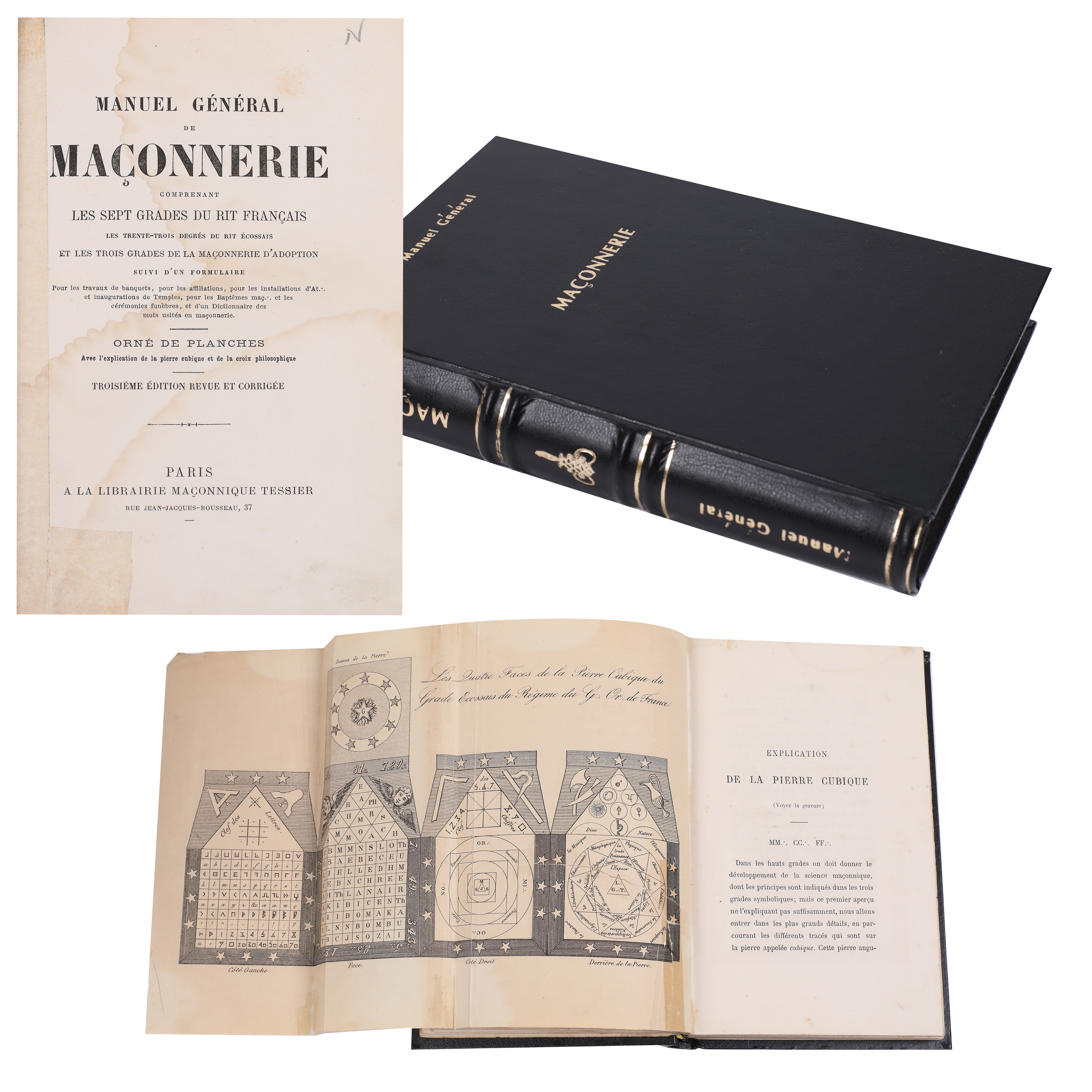 "Manual general de masonerie" ("General manual of masonry"), published by the Tessier Masonic Library, Paris, ca. 1865