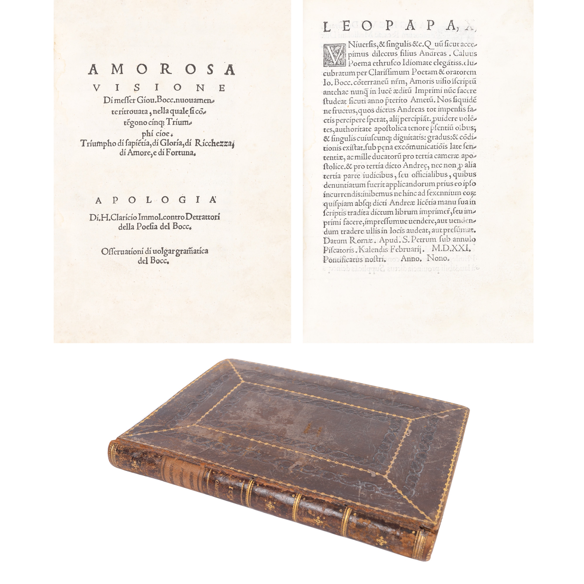 ”Amorosa visione”, de Giovanni Boccacio, latină, ediție princeps, Londra, 1521, de colecție