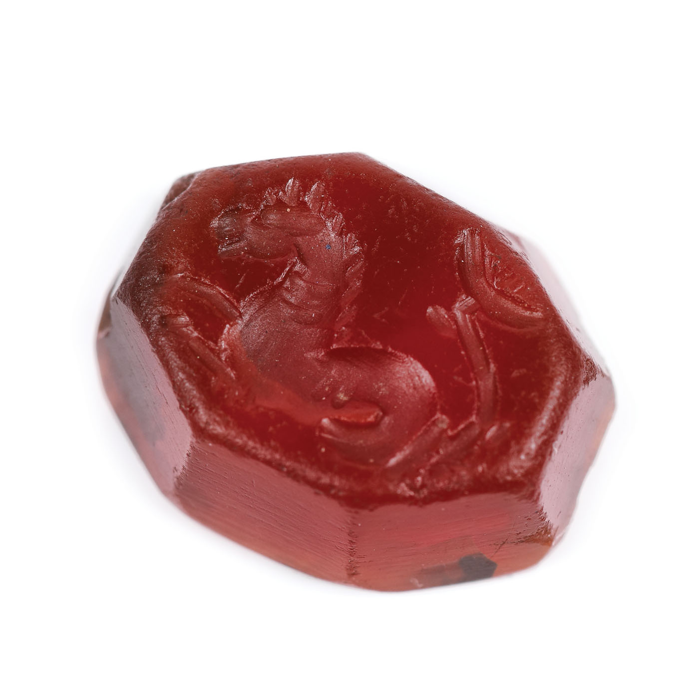 Xylographed carnelian (intaglia), with the Capricorn zodiac sign, the Roman period, the 1st-2nd century, from the collection of diplomat Vasile Stoica