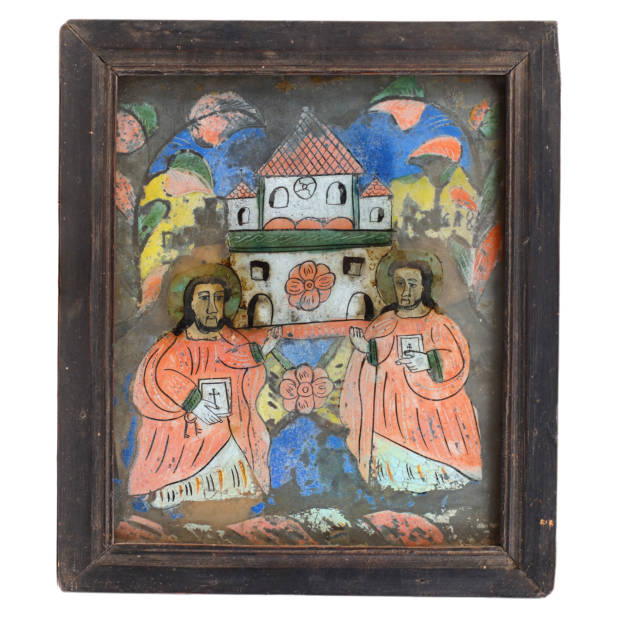 Icoană pe glajă, ”Sfinții Apostoli Petru și Pavel”, atelier din Nicula, jumătatea sec. XIX, provine din colecția scriitorului Vania Gherghinescu