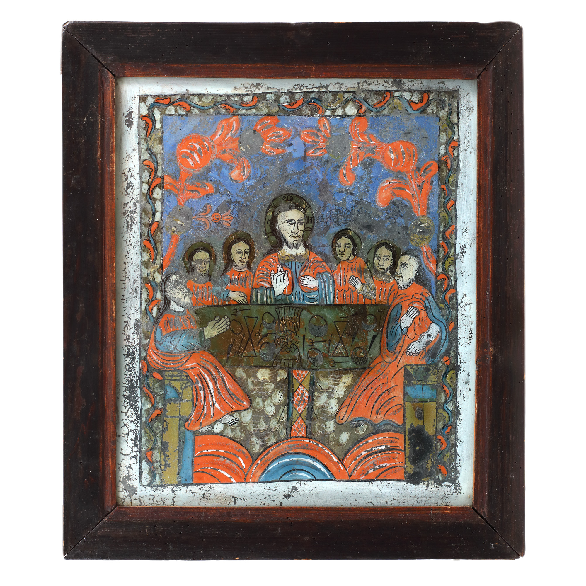 Icoană pe glajă, "Cina cea de Taină", atelier din Nicula, a doua jumătate a sec. XIX