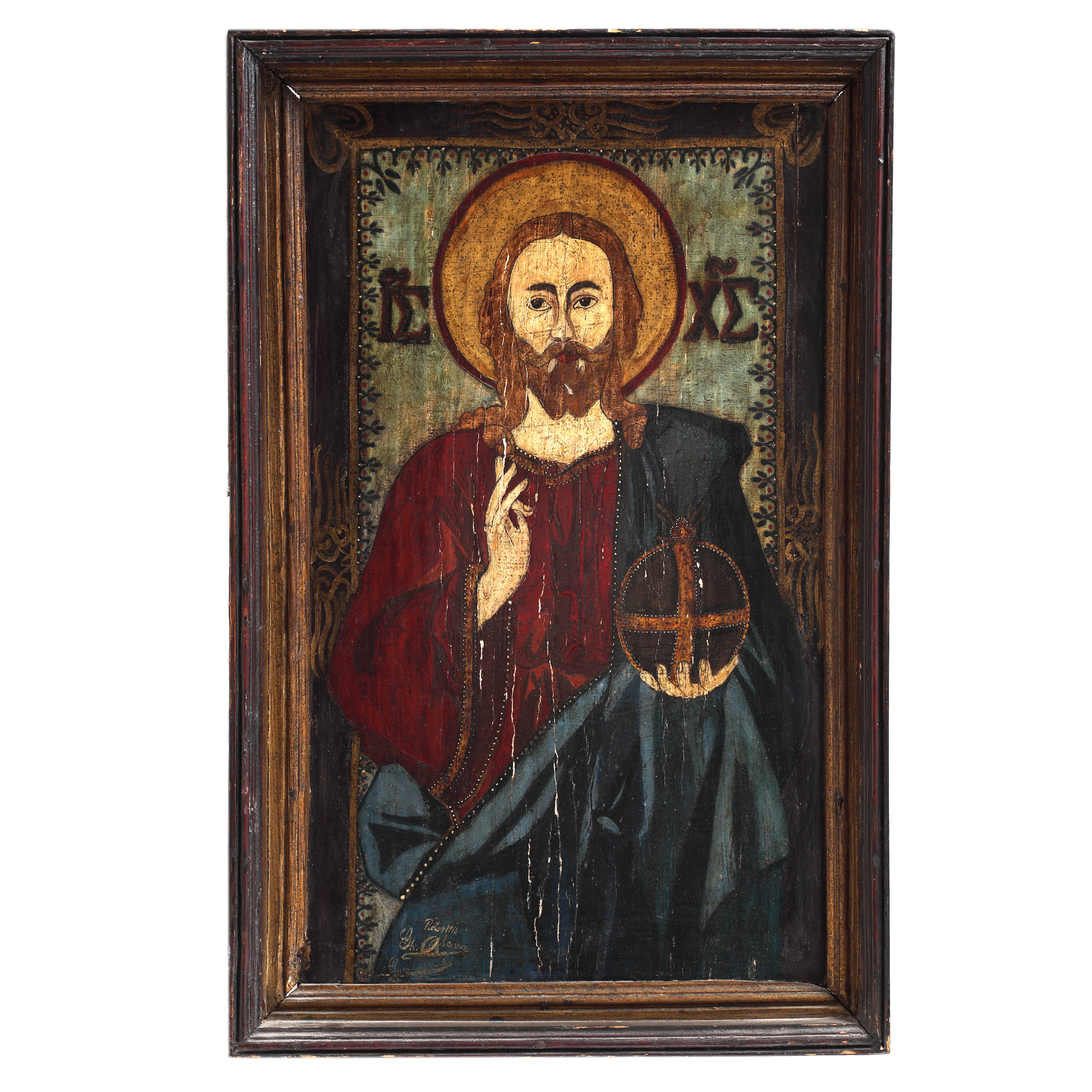 Icoană împărătească pe lemn, ”Iisus Pantocrator”, de Gheorghe Olariu, Gura Humorului, 1916