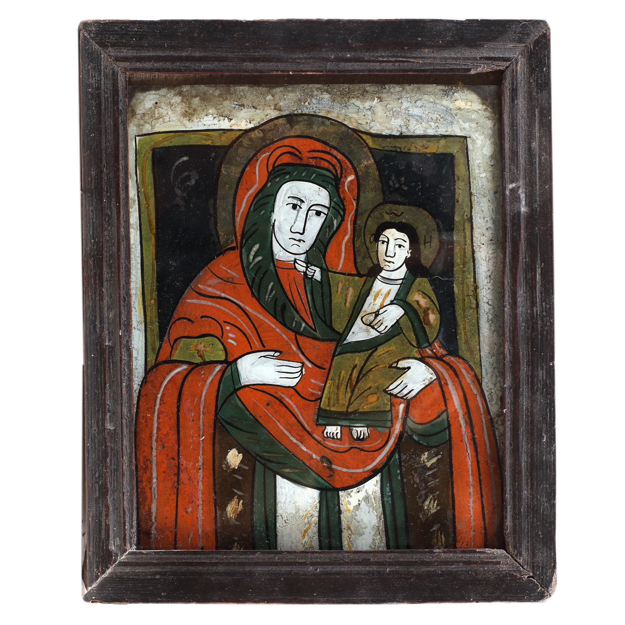 Icon on glass, "Virgin Mary with Christ Child", Nicula workshop, mid-19th century