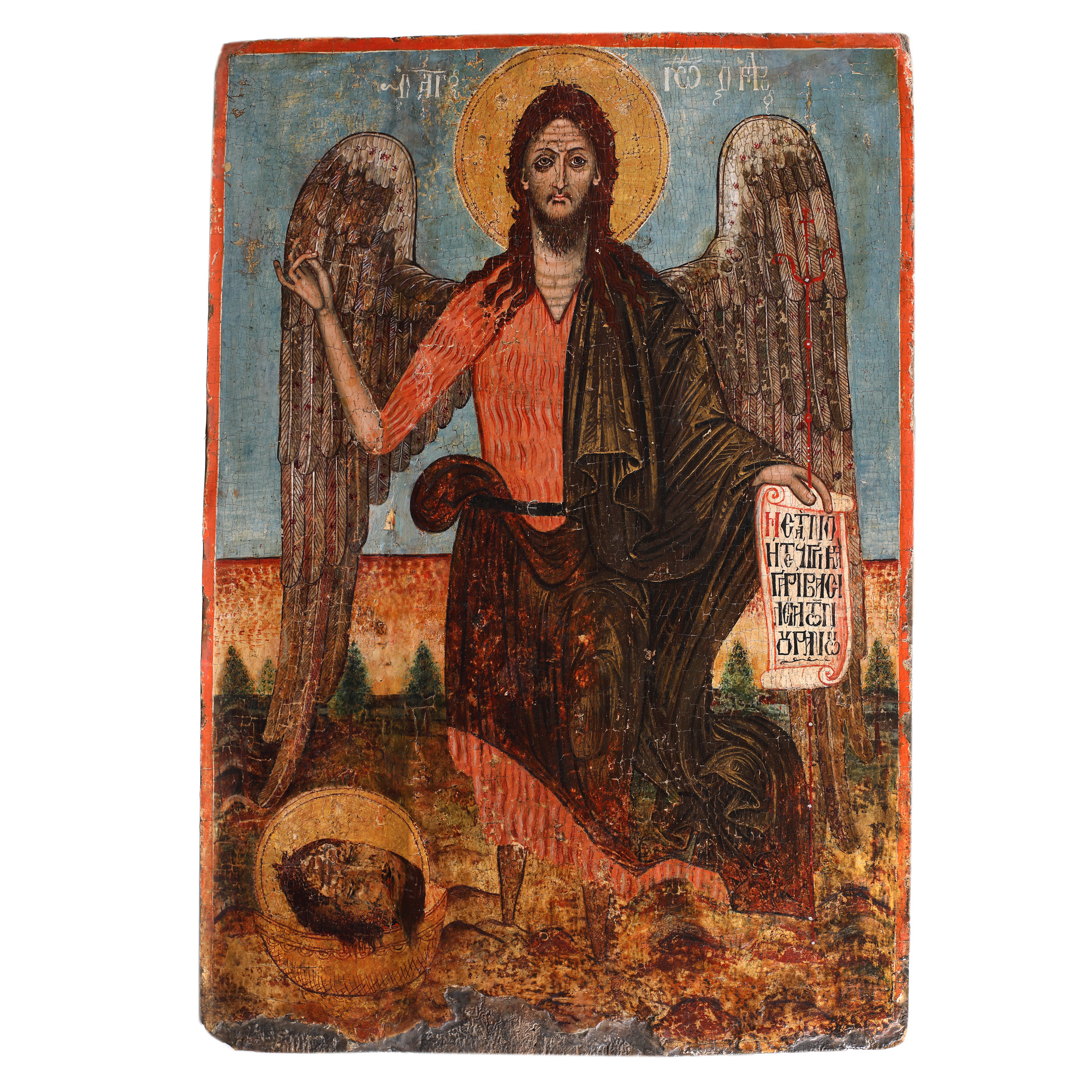 Royal icon on wood, "Saint John the Baptist - The Angel of the Desert", Greek school, second half of the 17th century, collector's item