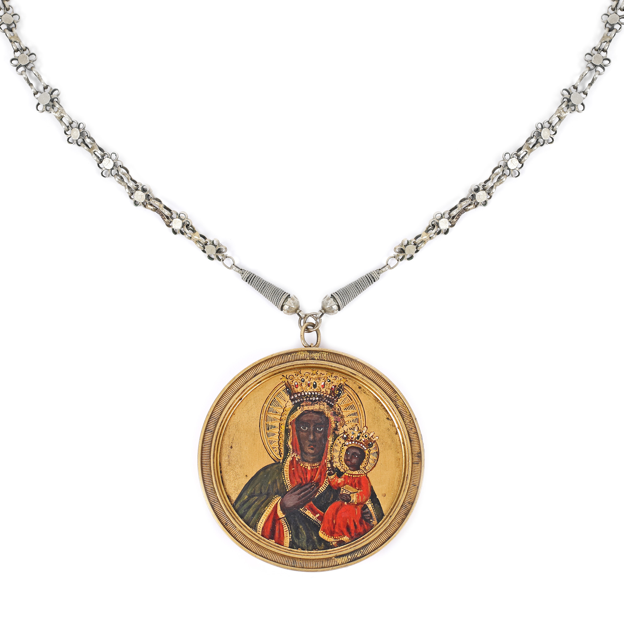 Engolpion, "Virgin Mary with Christ Child (Black Madonna - Protector of Poland)", B. Lopienscy workshop, Warsaw, second half of the 19th century