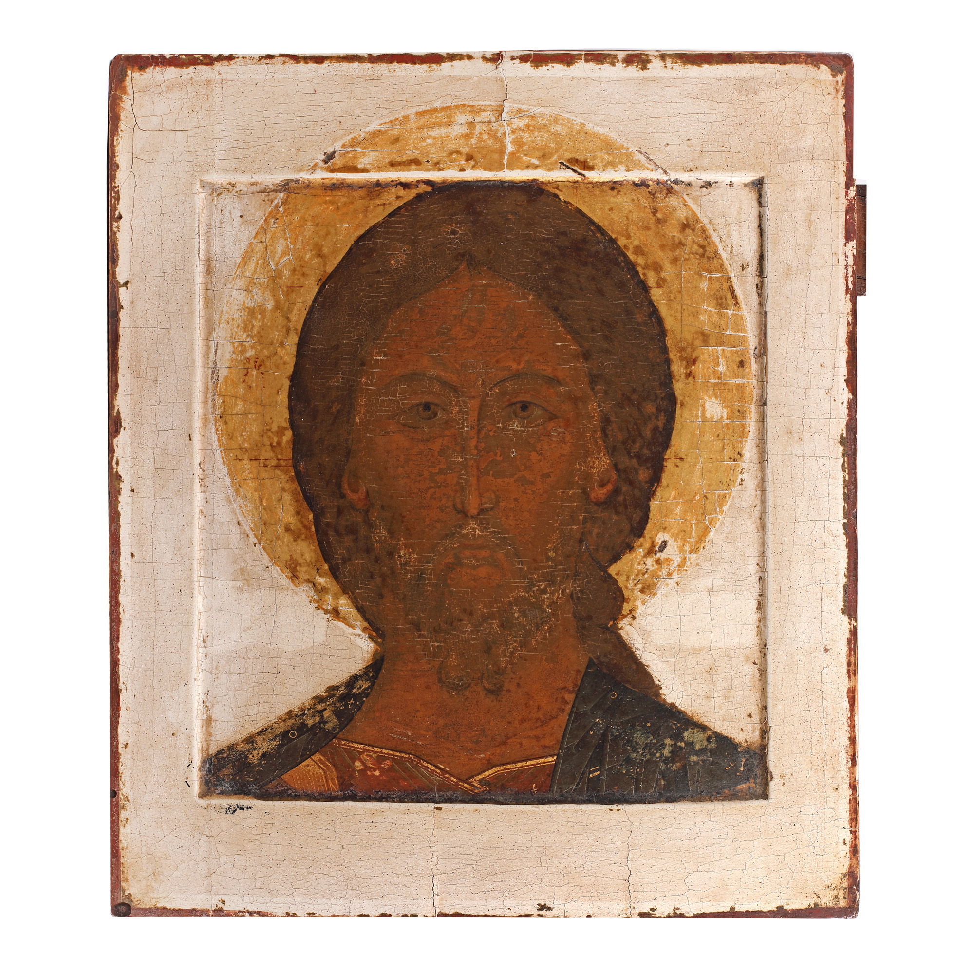 Icoană pe lemn, ”Iisus Hristos”, școală rusească, prima jumătate a sec. XVI, piesă rară, de colecție