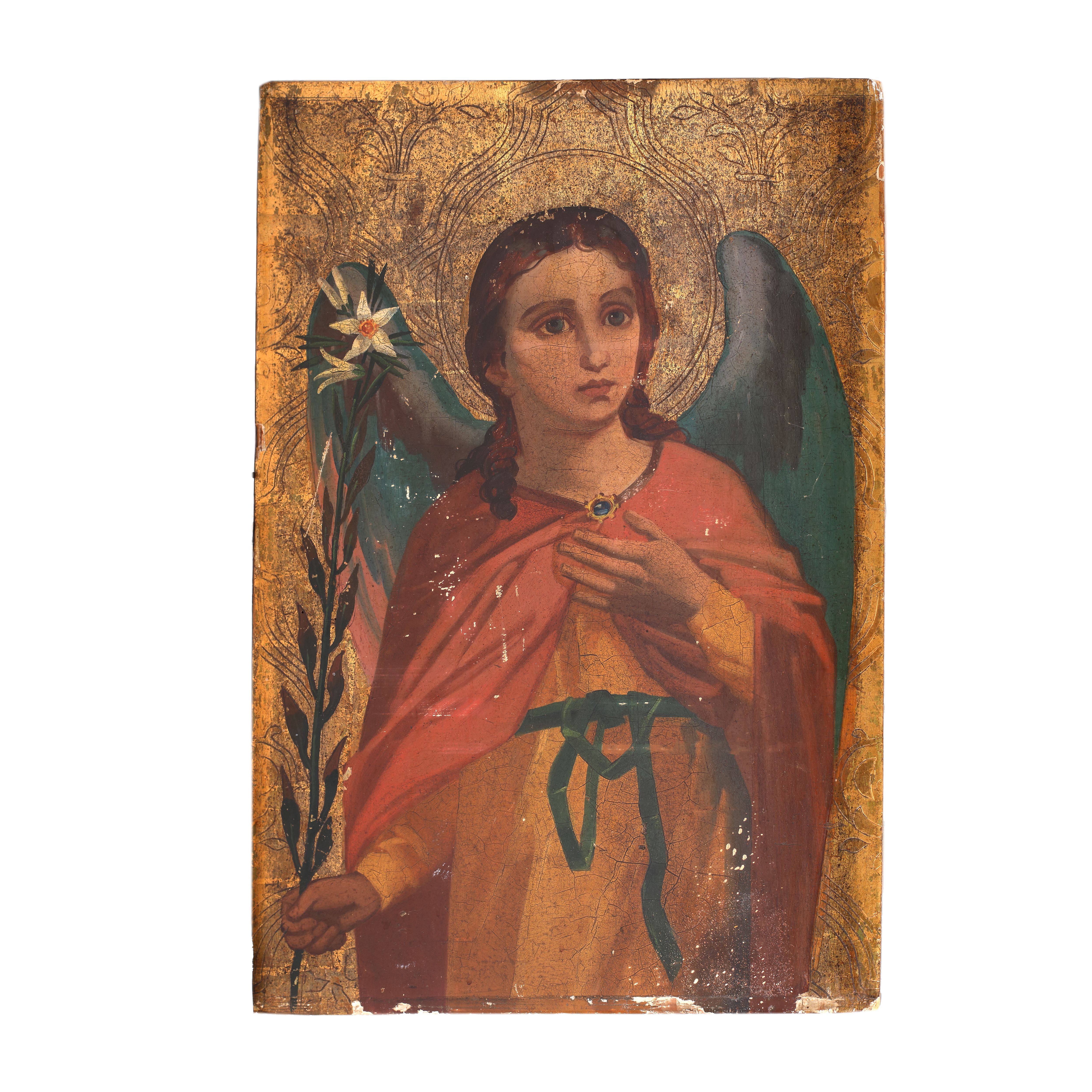 Icoană împărătească pe lemn, ”Sfântul Arhanghel Gabriel”, școală românească, a doua jumătate a sec. XIX