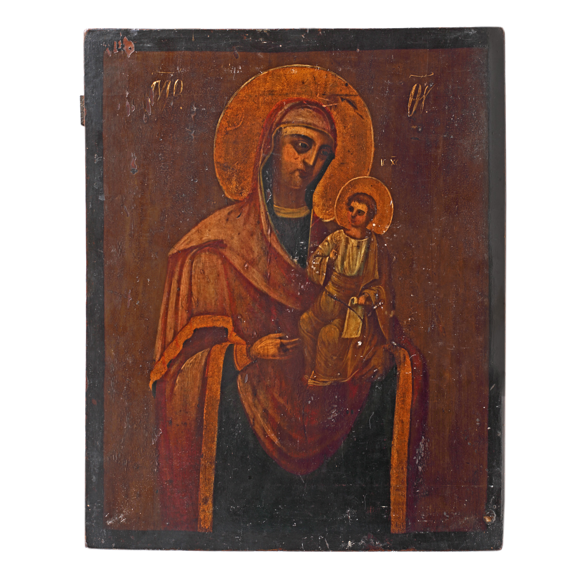 Icon on wood, "Virgin Mary with Christ Child (Hodegetria)", Romanian school, 19th century, from the collection of art critic Mircea Deac