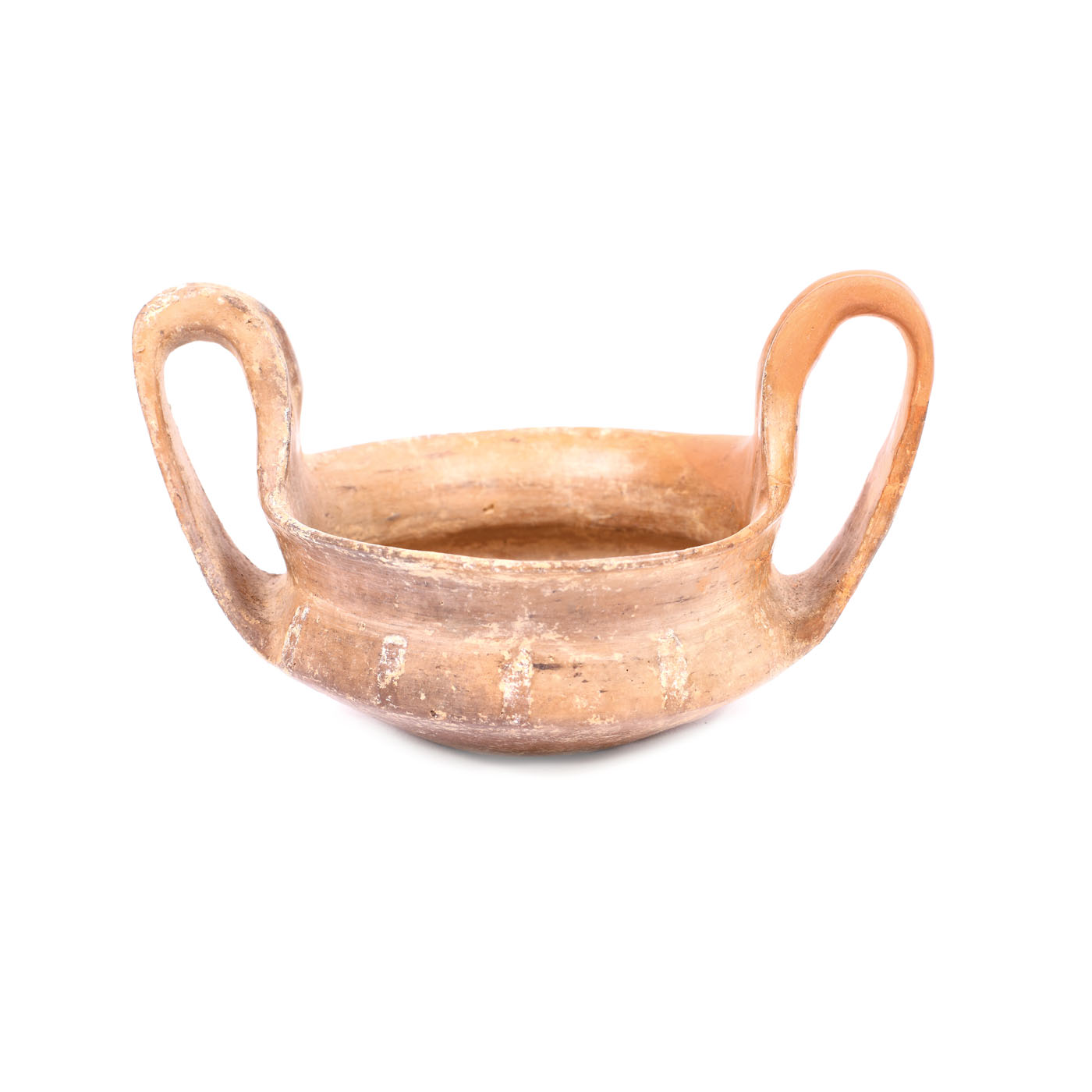 Ceramic vessel with V-handles, decorated  with geometric motifs, the Syrio-Hittite states period,Mesopotamia, approx. 1000 BCE, rare collectible
