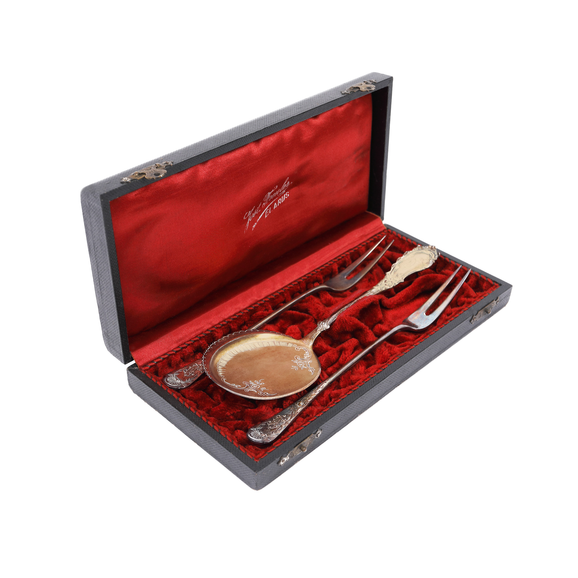 Koch & Bergfeld silver set for serving meat, ca. 1880