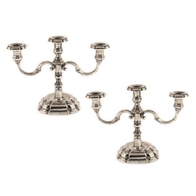 Pereche de sfeșnice cu trei lumini, atelier Hugo Grün & Co, 1947