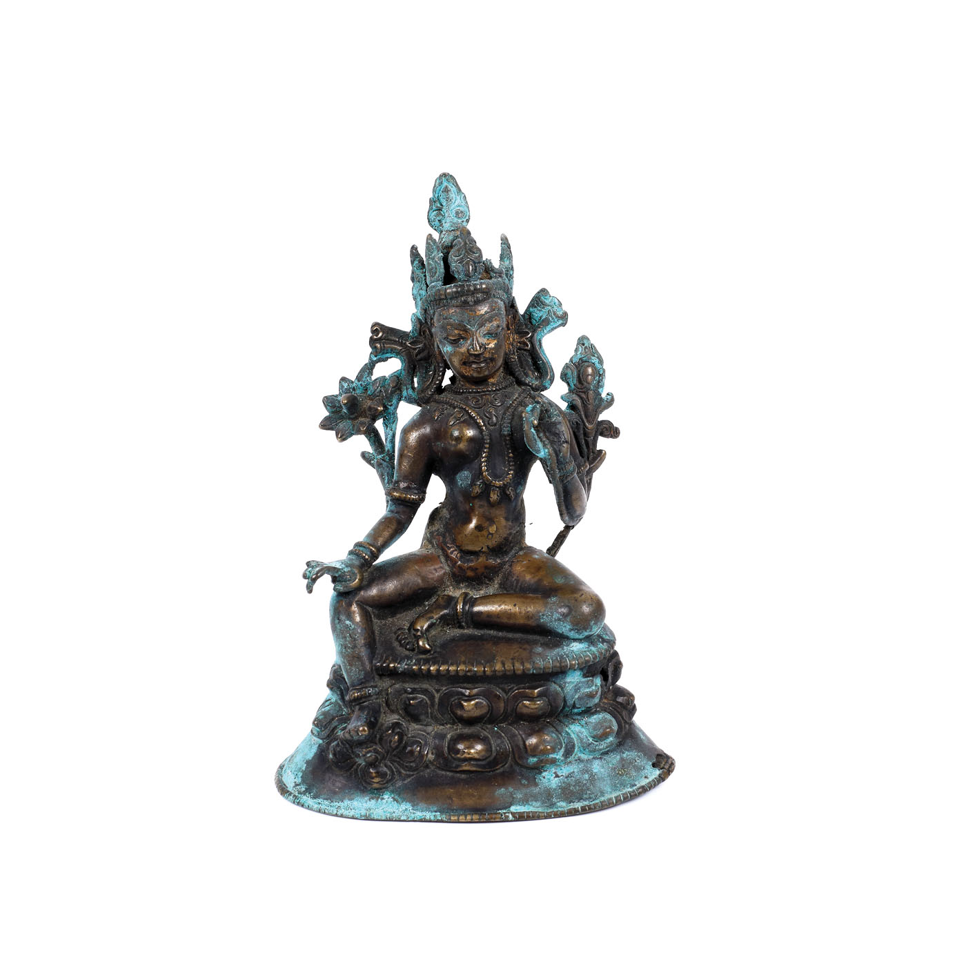 Bronze statuette illustrating Tara, goddess of compassion,  India, the 17th-18th century