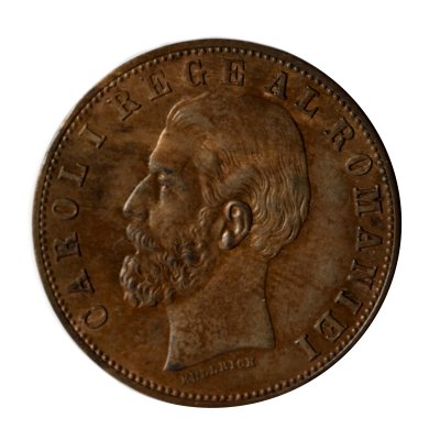 5 Bani coin, 1884, two drapery folds, coining shine, unused, collection item