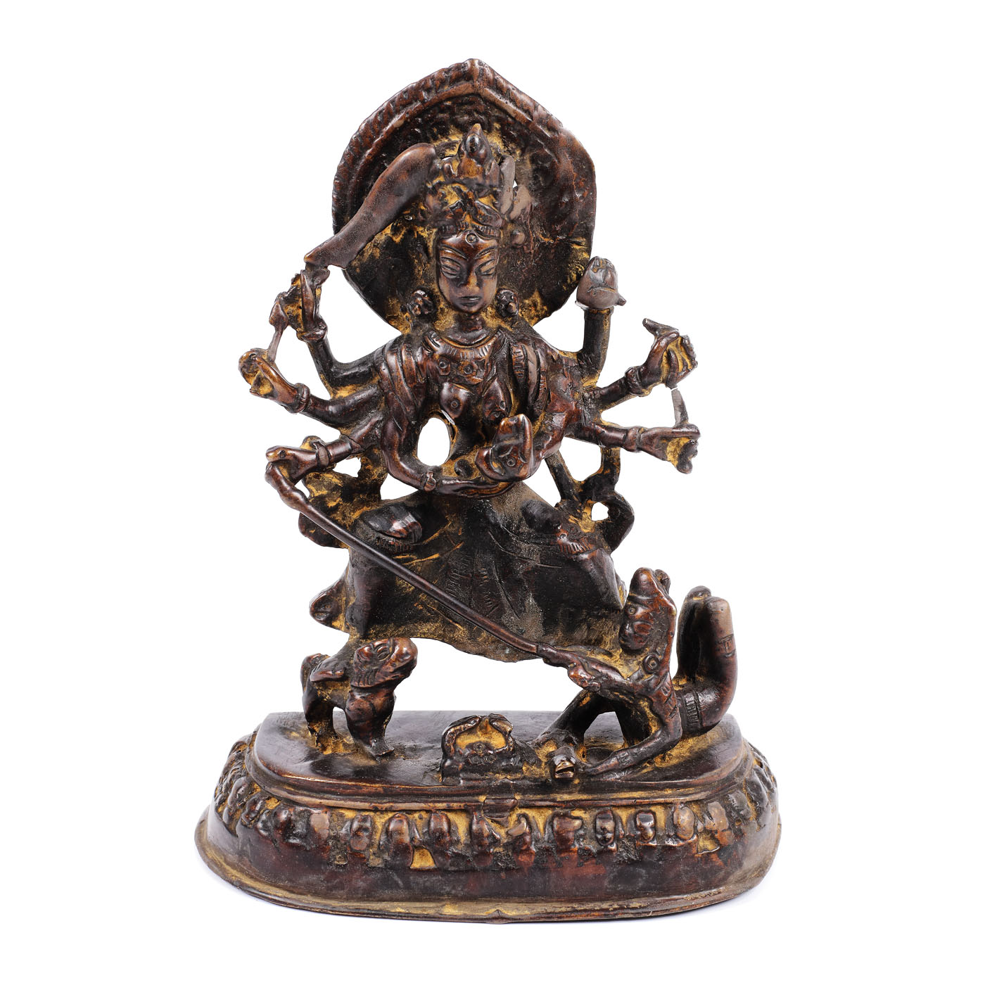 Bronze statuette illustrating goddess Baglamukhi, one of the "Ten Tantric deities in Hinduism", probably Nepal, the 16th-18th century 