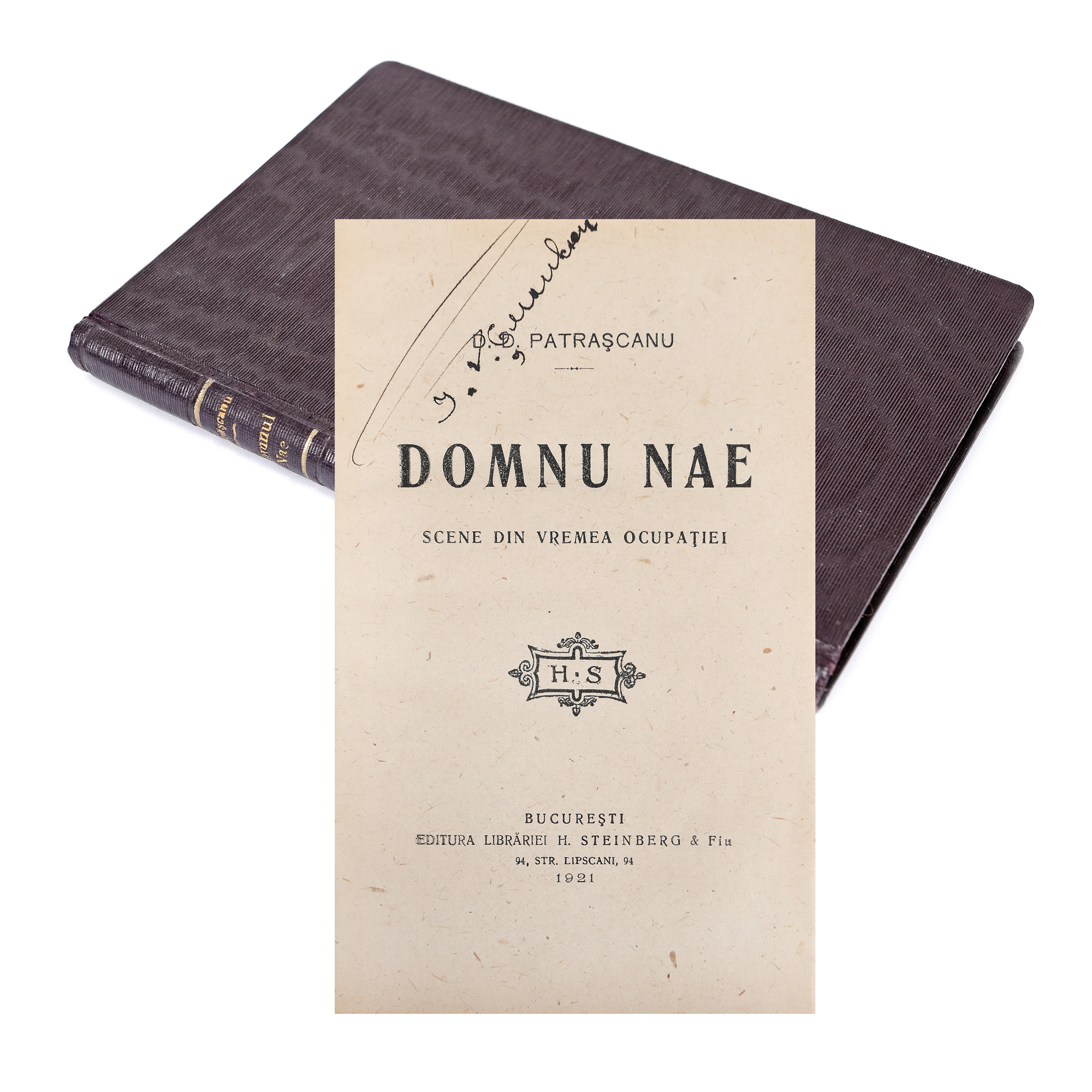 ”Domnul Nae”, de Dumitru D. Pătrășcanu, București, 1921, cu ex-libris Ion P. Țuculescu (tatăl pictorului Ion Țuculescu), provine din colecția istorică Șerban Țuculescu-Maria Galaction