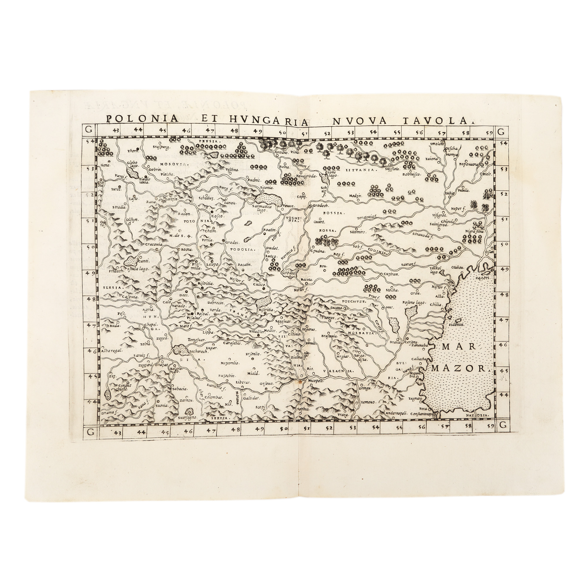 Hartă ”Polonia și Ungaria”, de Girolamo Ruscelli, 1574