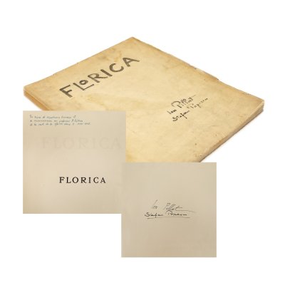 ”Florica", text de Ion Pillat și heliogravuri de Ștefan Popescu, cu semnăturile olografe ale autorilor, 1926, provine din colecția scriitorului Vania Gherghinescu