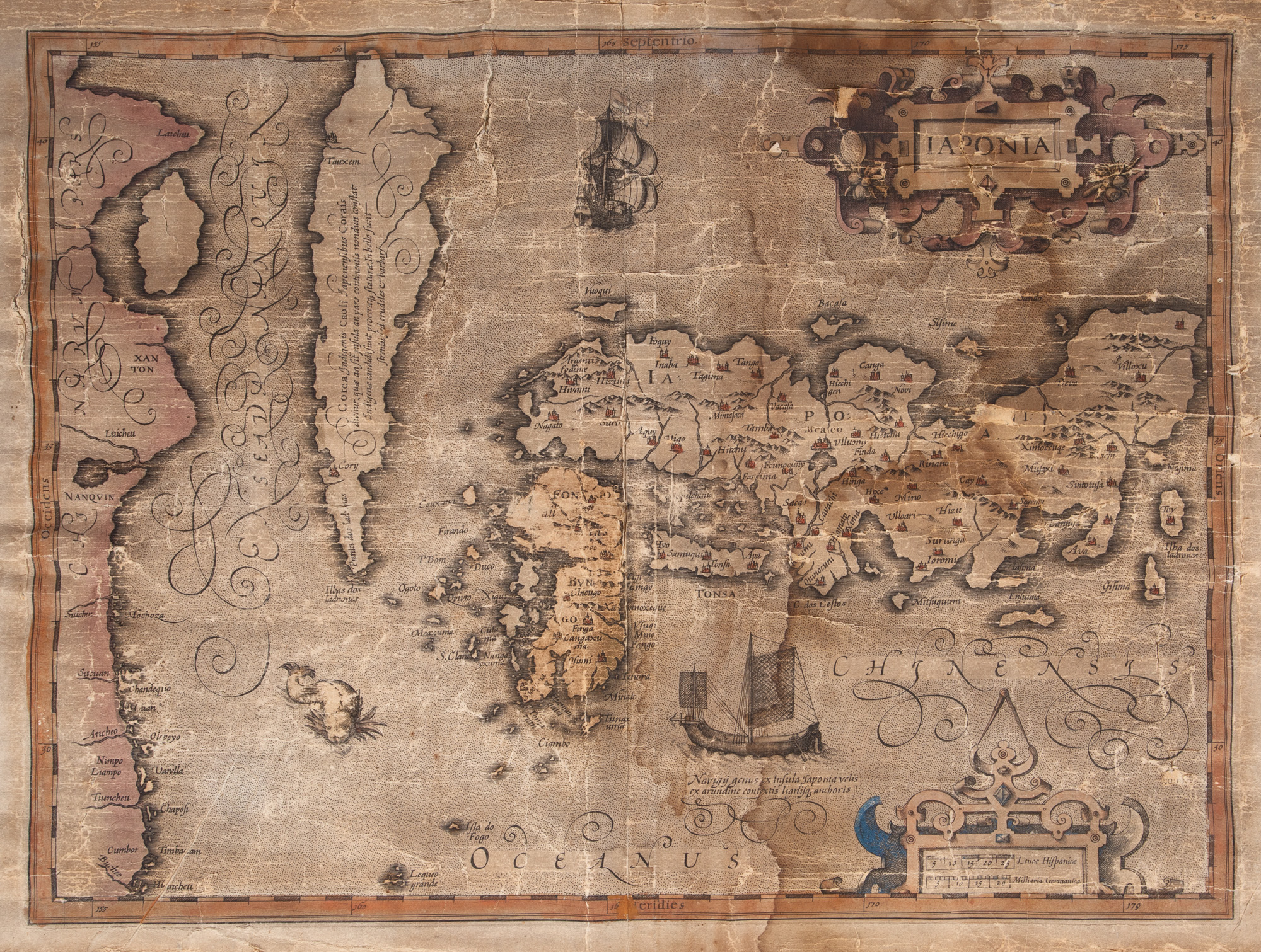 Map "Japonia" ("Japan"), by Gerardus Mercator, 1569, published by Hendrik Hondius II, Amsterdam, 1641