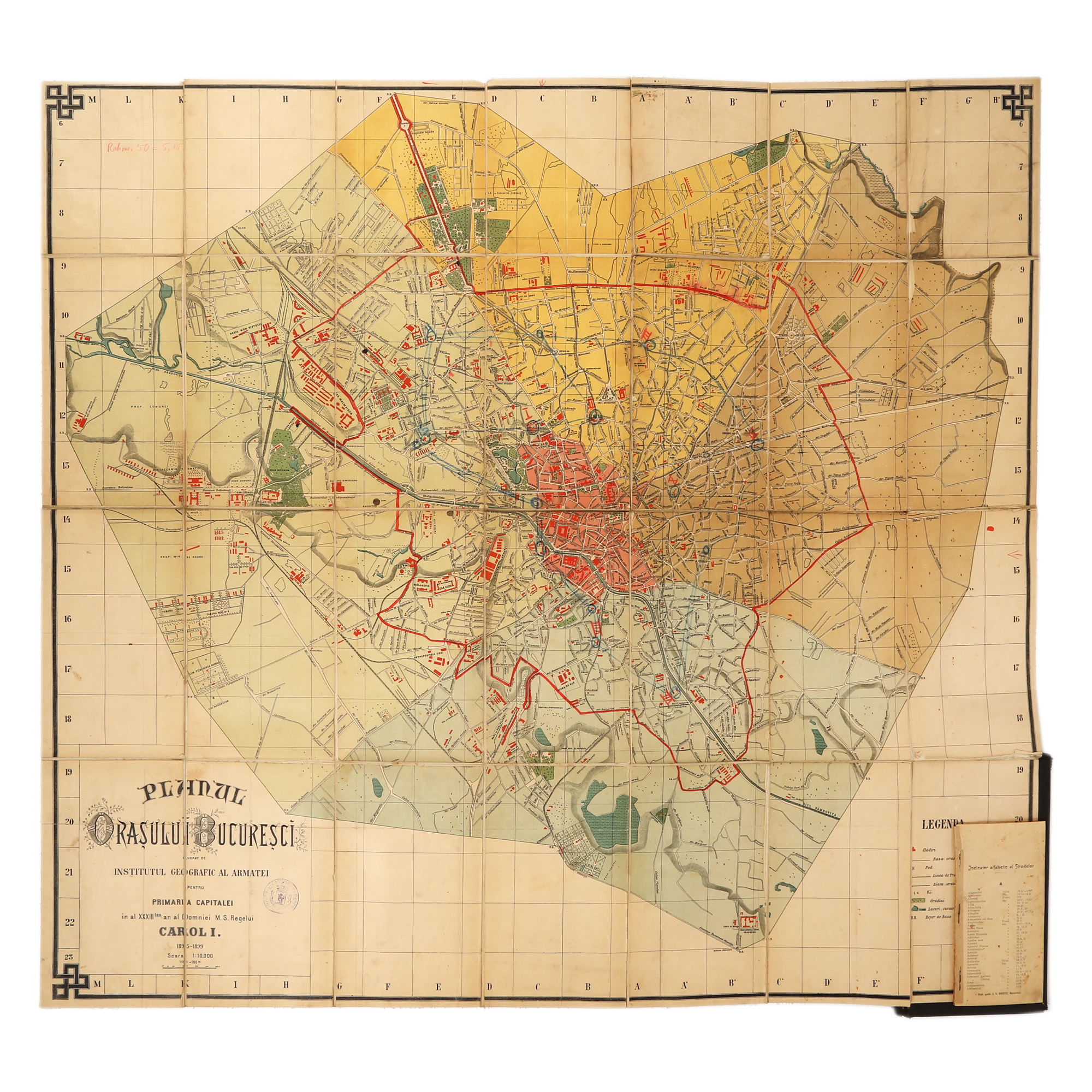 Planul oraşului Bucureşti în vremea Regelui Carol I, 1899