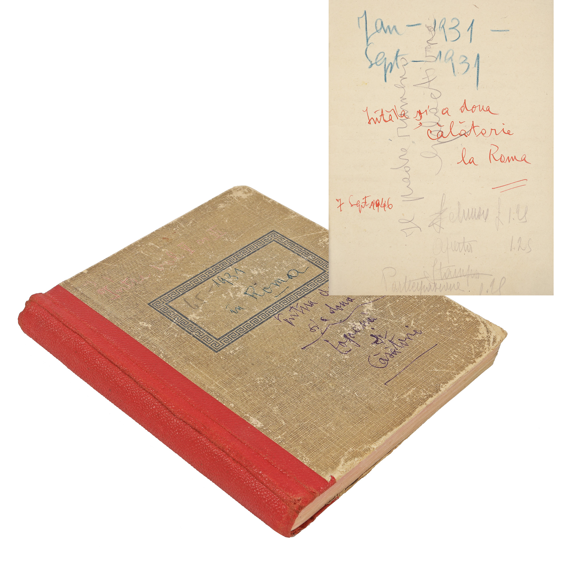 Diary "Întâia și a doua călătorie la Roma" ("First and second trip to Rome"), by Gala Galaction, from January to September 1931, from the historical collection Șerban Țuculescu-Maria Galaction