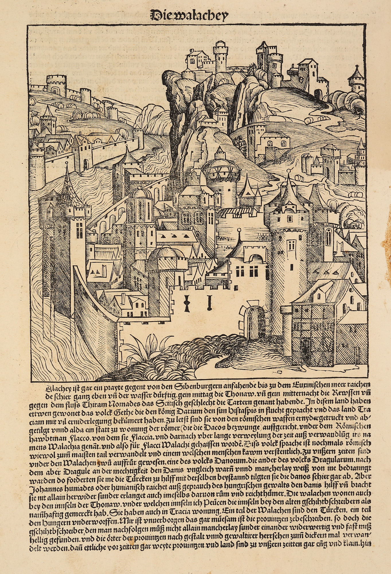 Woodcut "Valahia" ("Wallachia") by Michael Wolgemut, Nuremberg, 1493